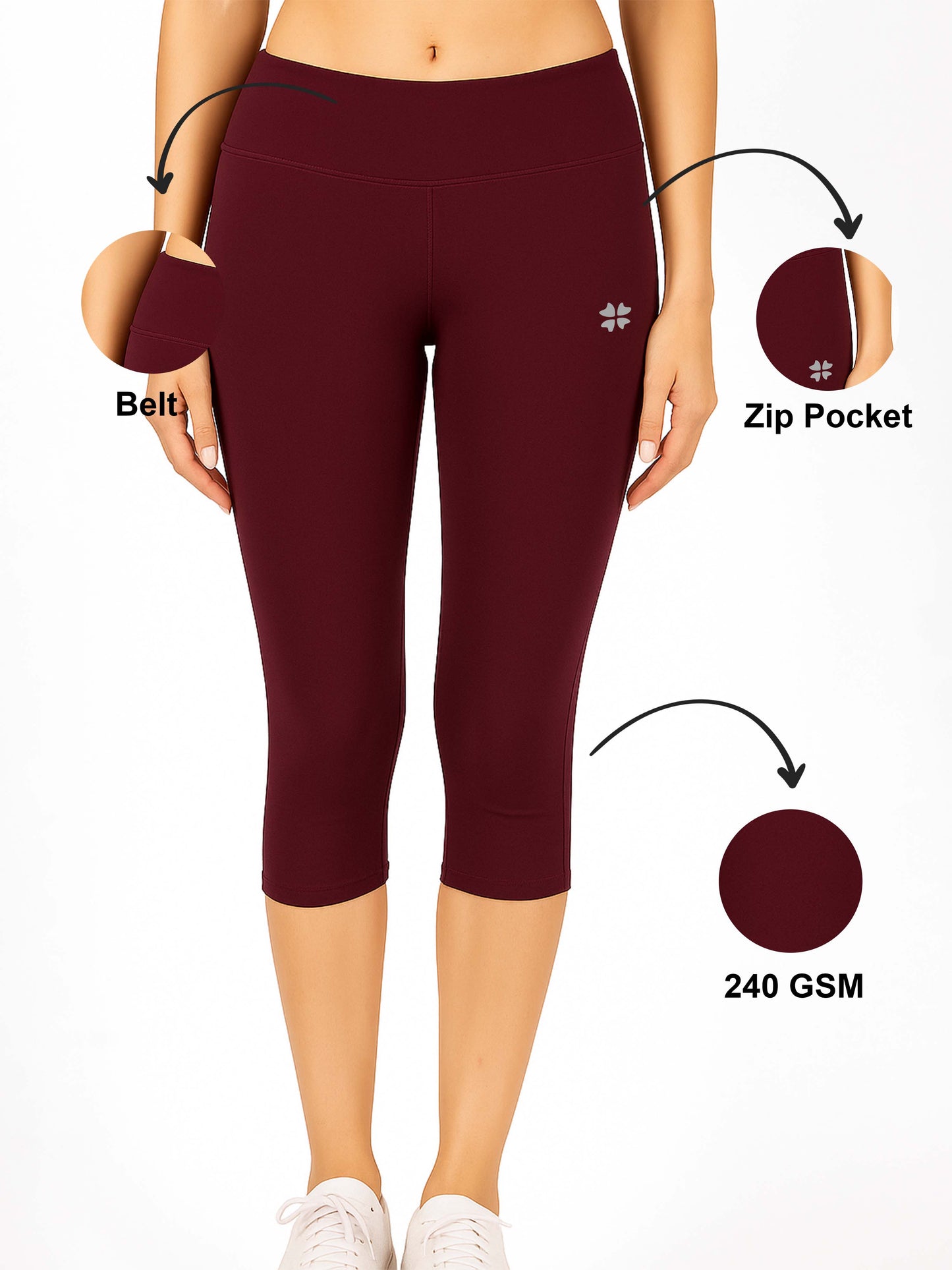 Maroon Women's Solid Capri pant