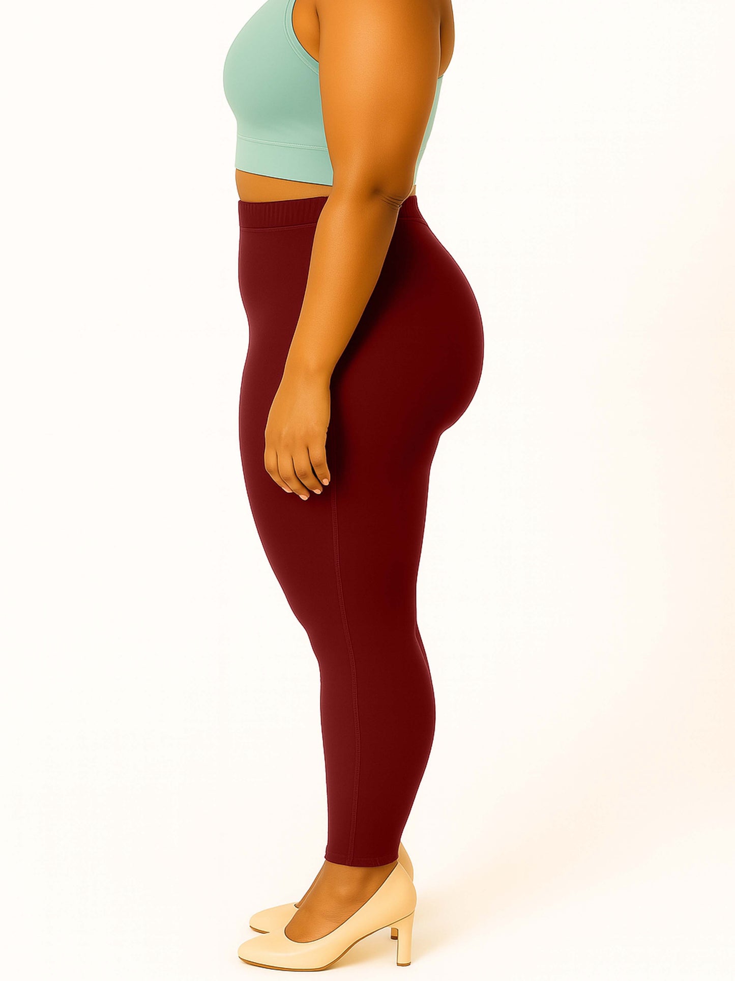 Maroon Women's Ankle Length Plus Size Stretchable Cotton Lycra Leggings