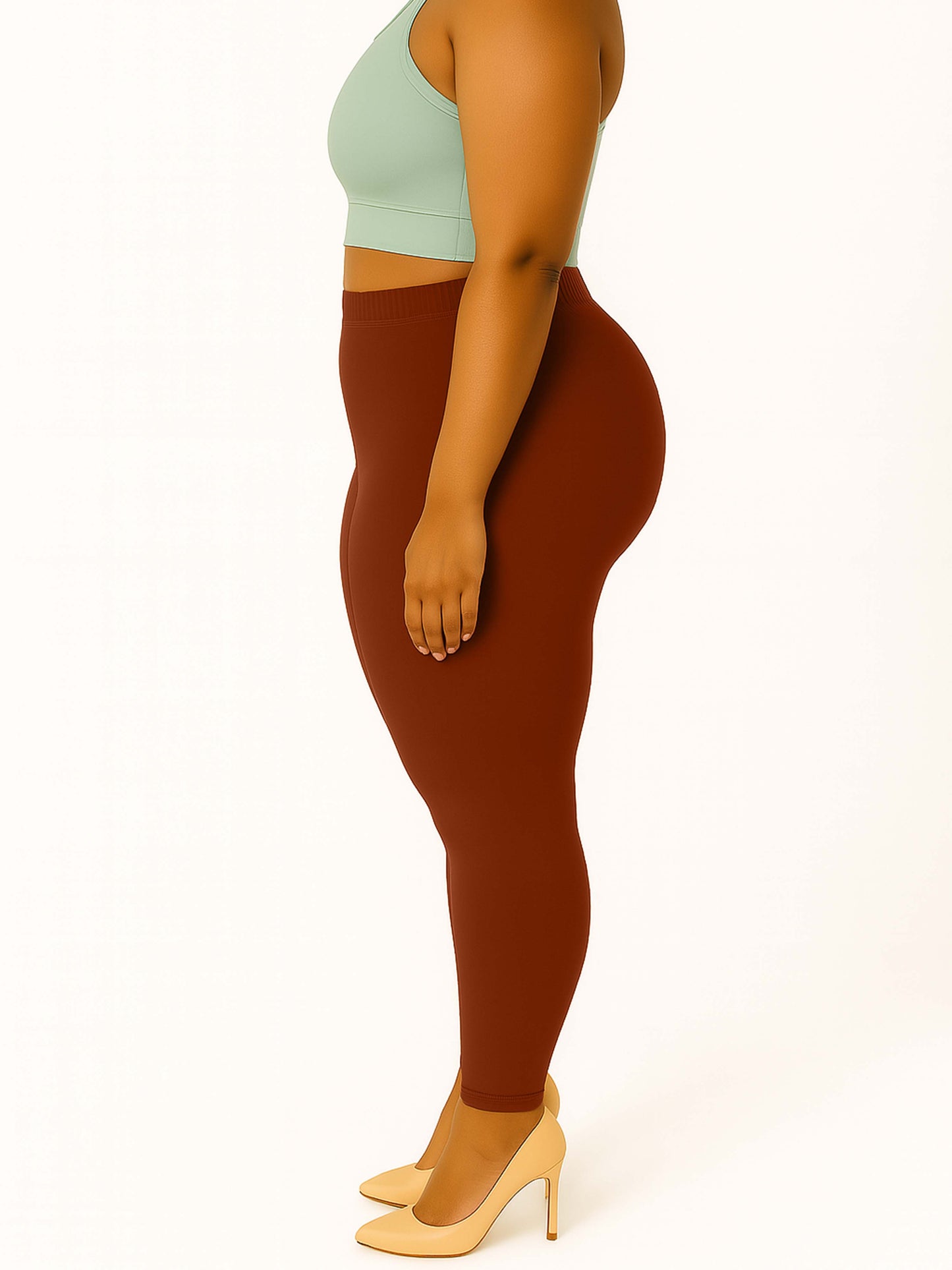 Mid Brown Women's Ankle Length Plus Size Stretchable Cotton Lycra Leggings