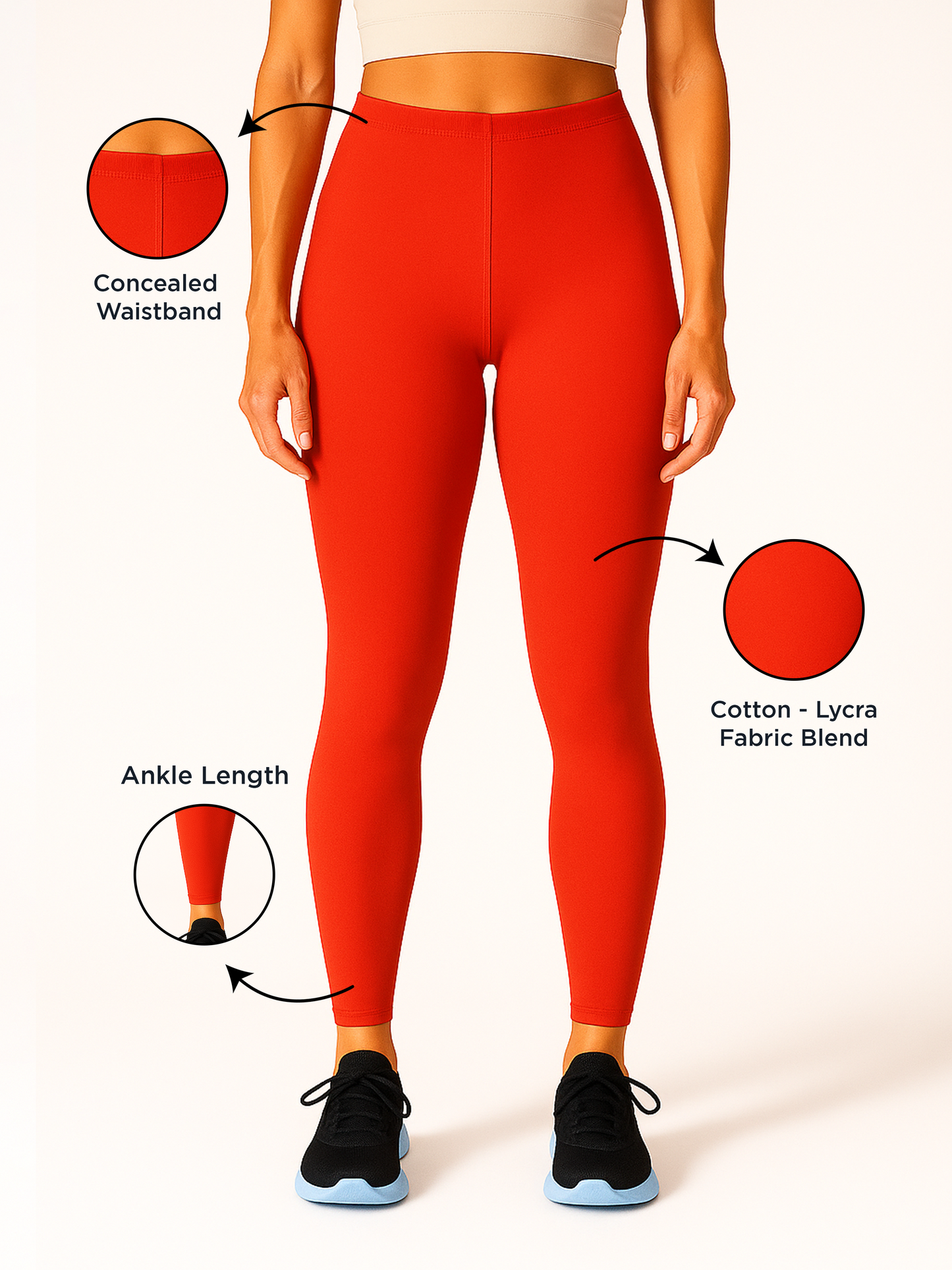Nasturtium Women's Ankle Length Stretchable Cotton Lycra Leggings