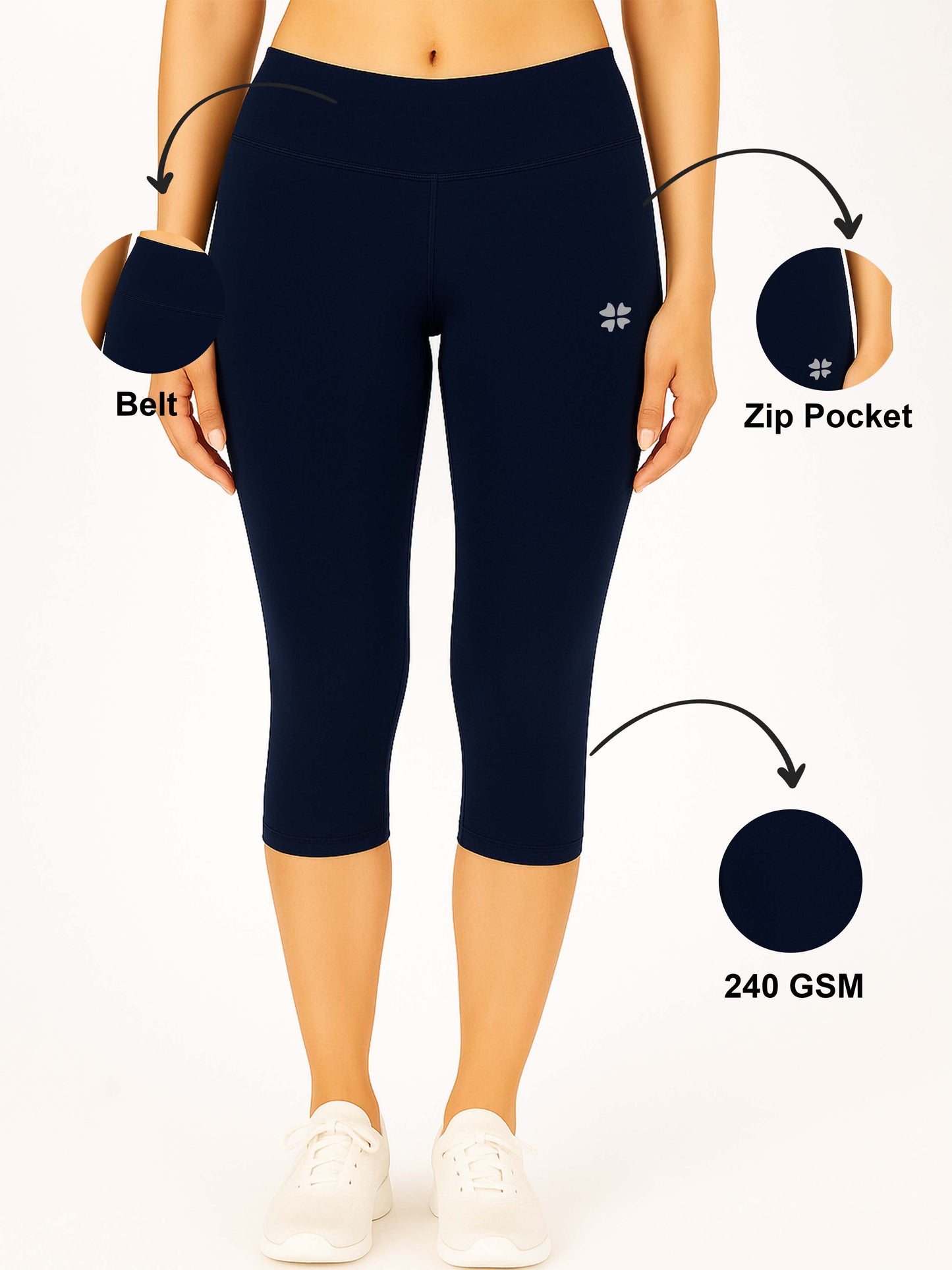 Navy Women's Solid Capri pant