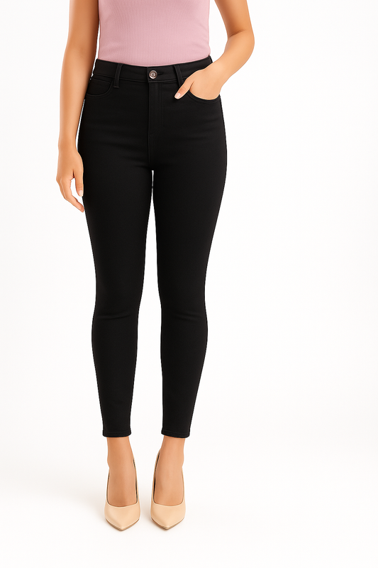 Charcoal Women's Solid Pants in Overdyed Denim