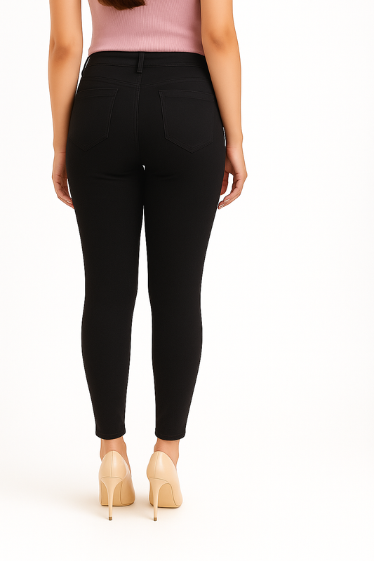 Charcoal Women's Solid Pants in Overdyed Denim