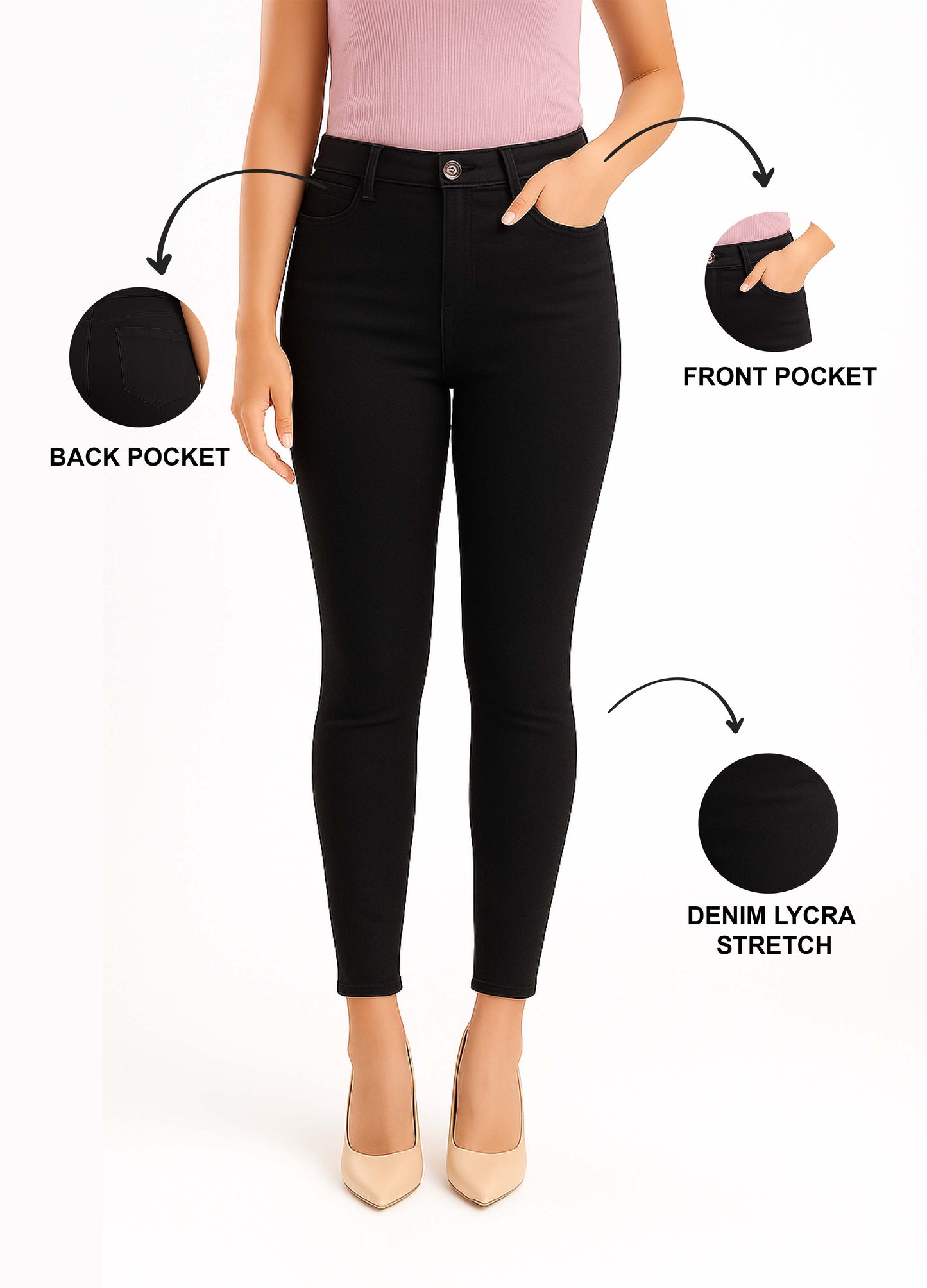 Charcoal Women's Solid Pants in Overdyed Denim