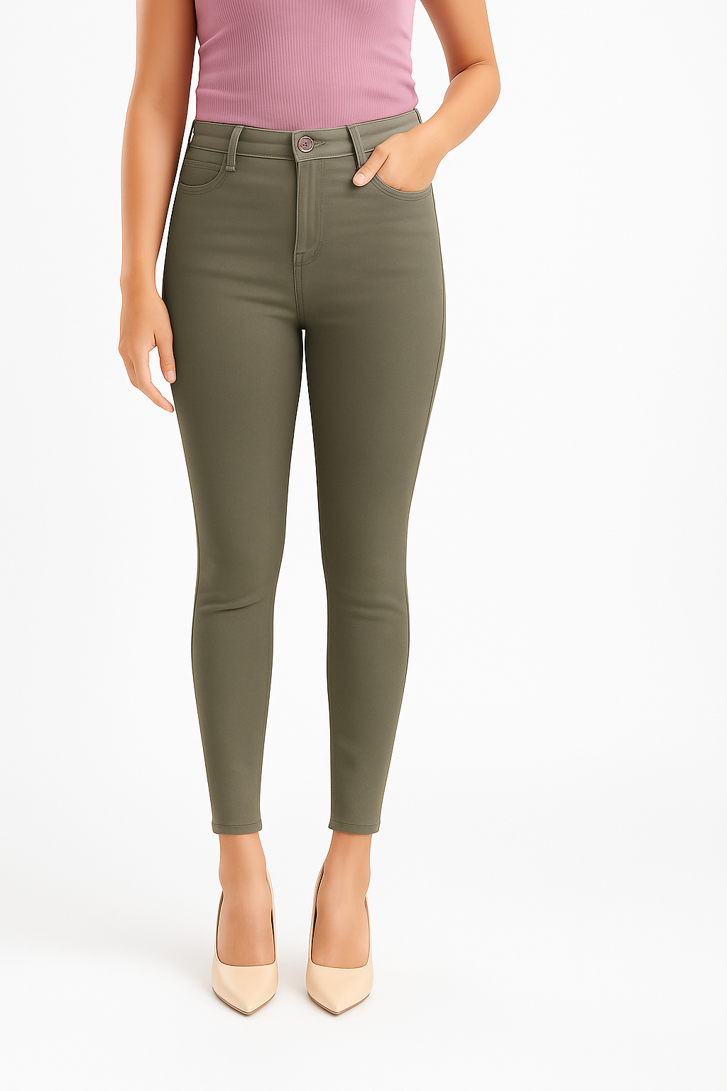 Grey Women's Solid Pants in Overdyed Denim