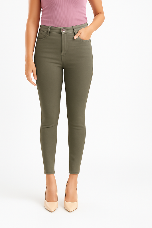 Grey Women's Solid Pants in Overdyed Denim