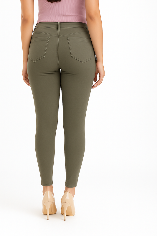 Grey Women's Solid Pants in Overdyed Denim