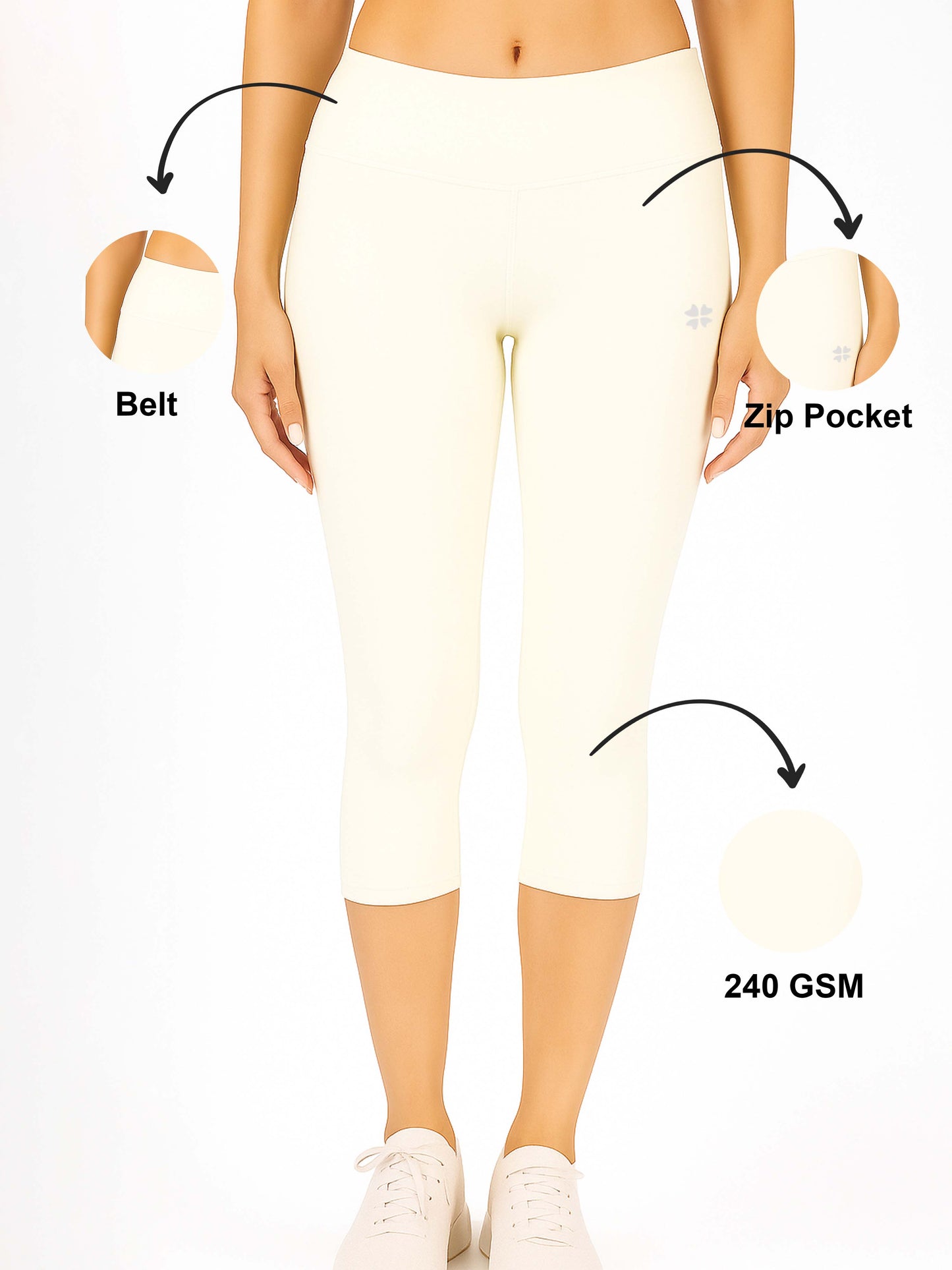 Off White Women's Solid Capri pant