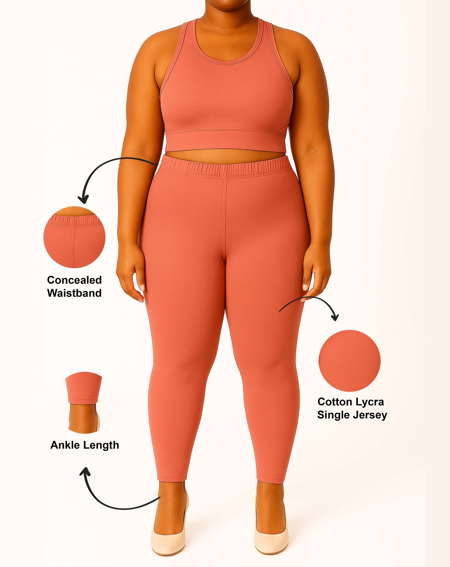 Onion Women's Ankle Length Plus Size Stretchable Cotton Lycra Leggings