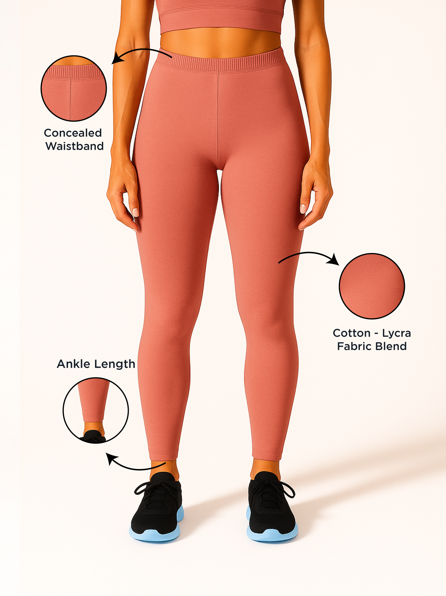 Onion Women's Ankle Length Stretchable Cotton Lycra Leggings