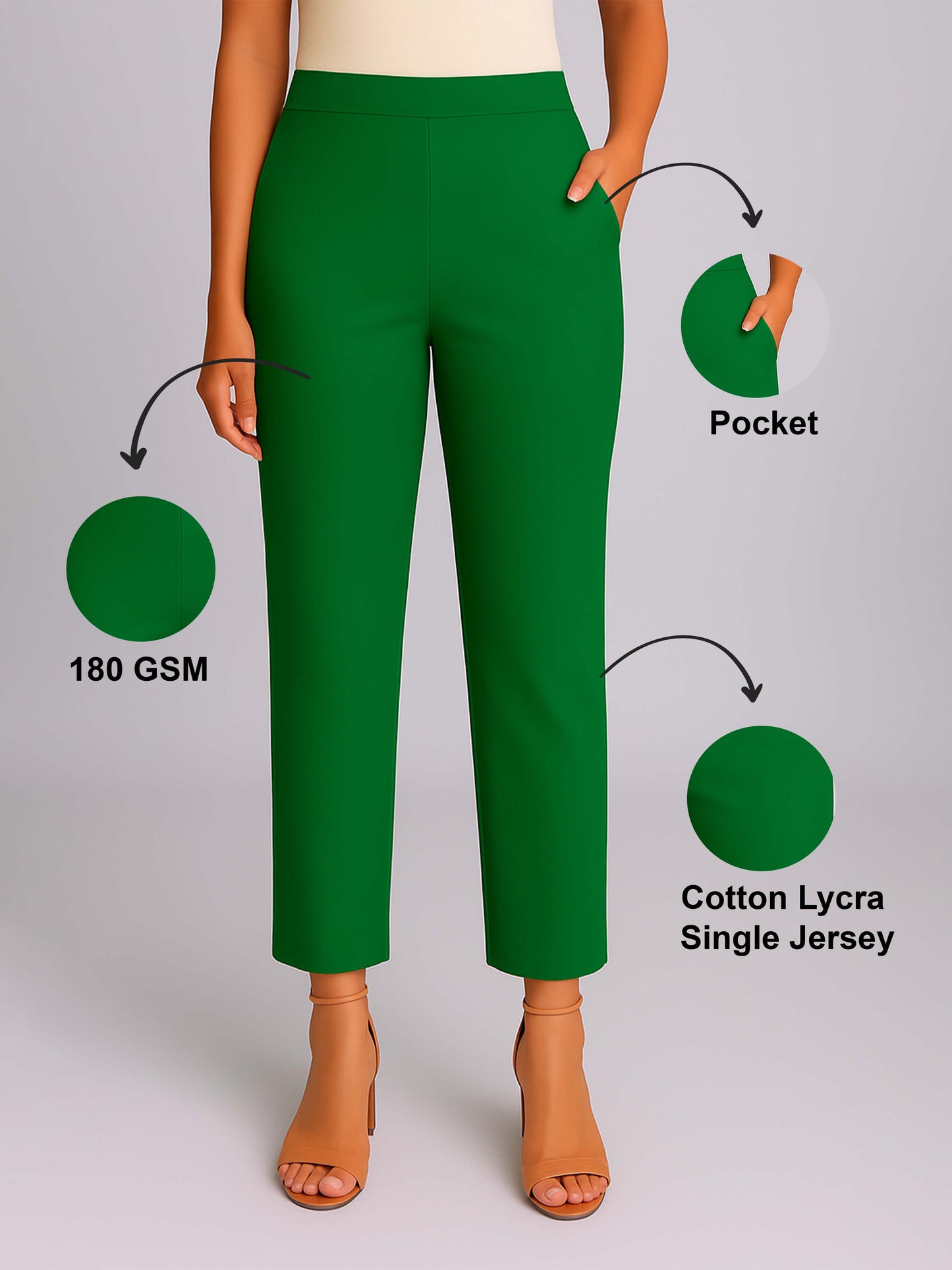 P Green Women's Solid Cotton Lycra Kurti Pant