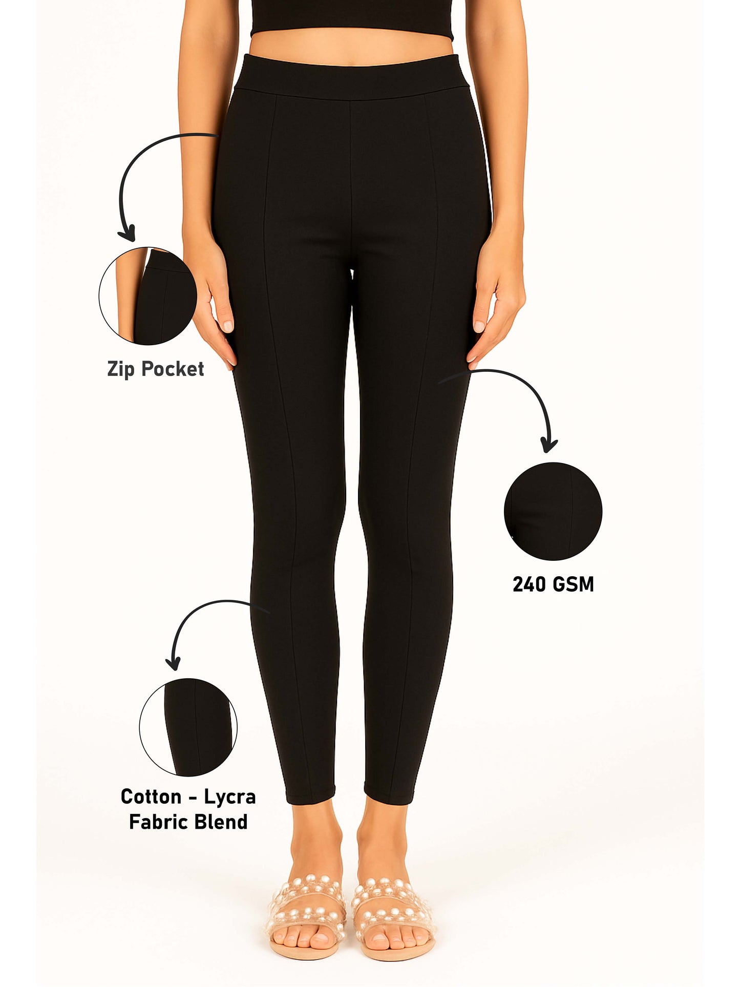 Black Women's Solid Pleated Pant