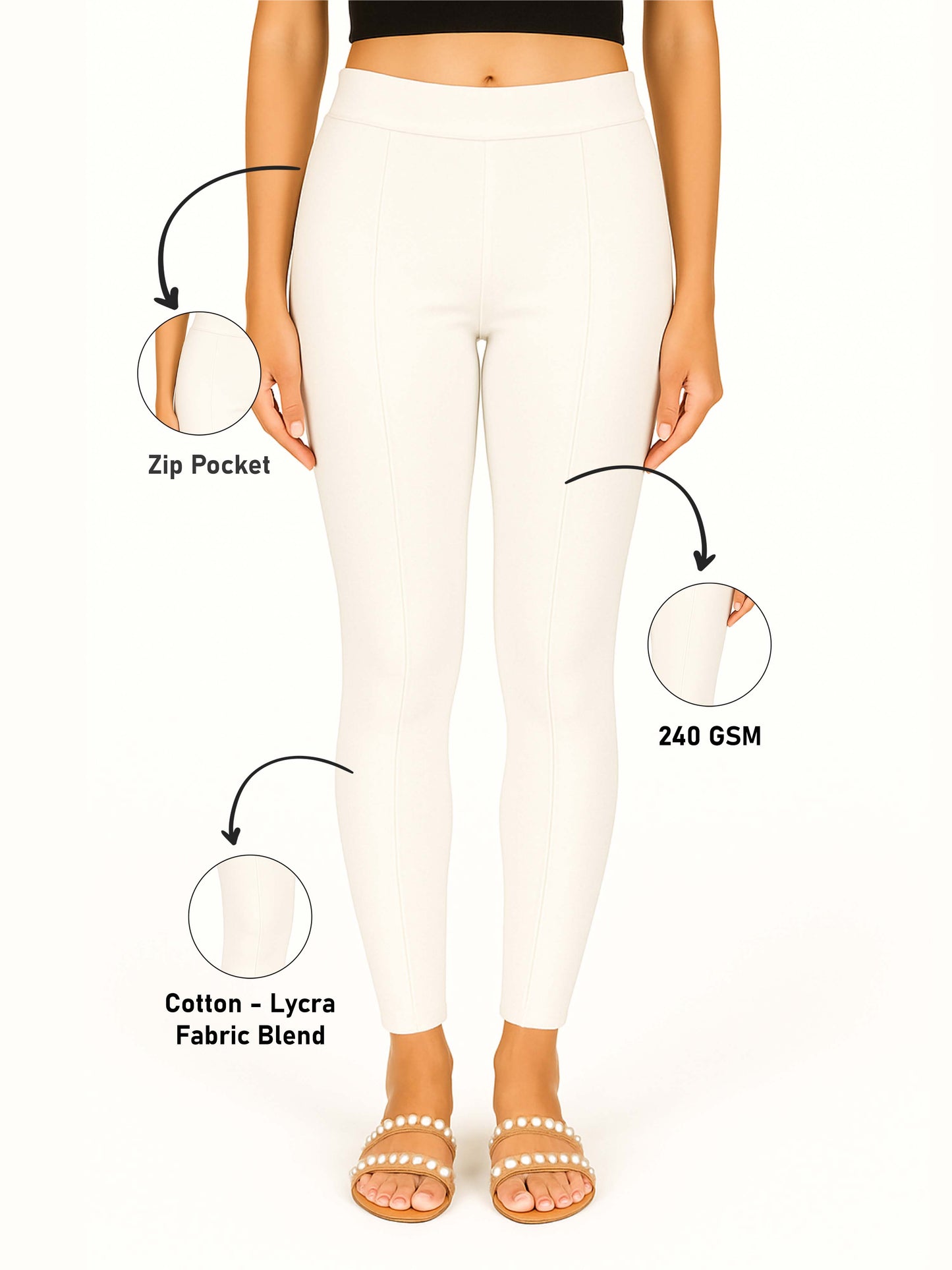 White Women's Solid Pleated Pant