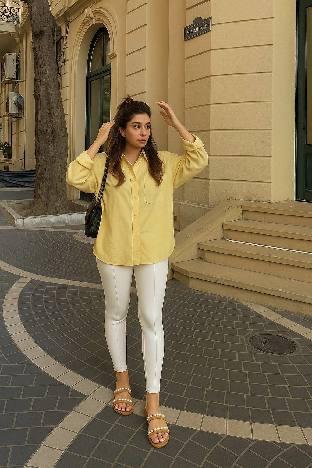 White Women's Solid Pleated Pant