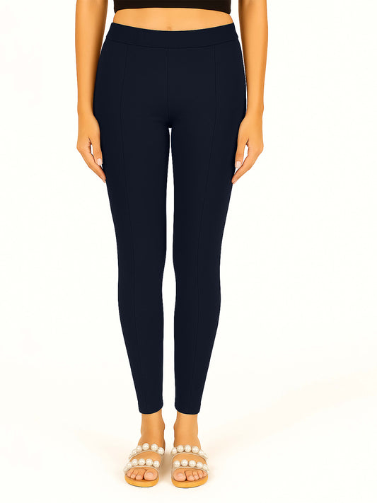 Navy Women's Solid Pleated Pant