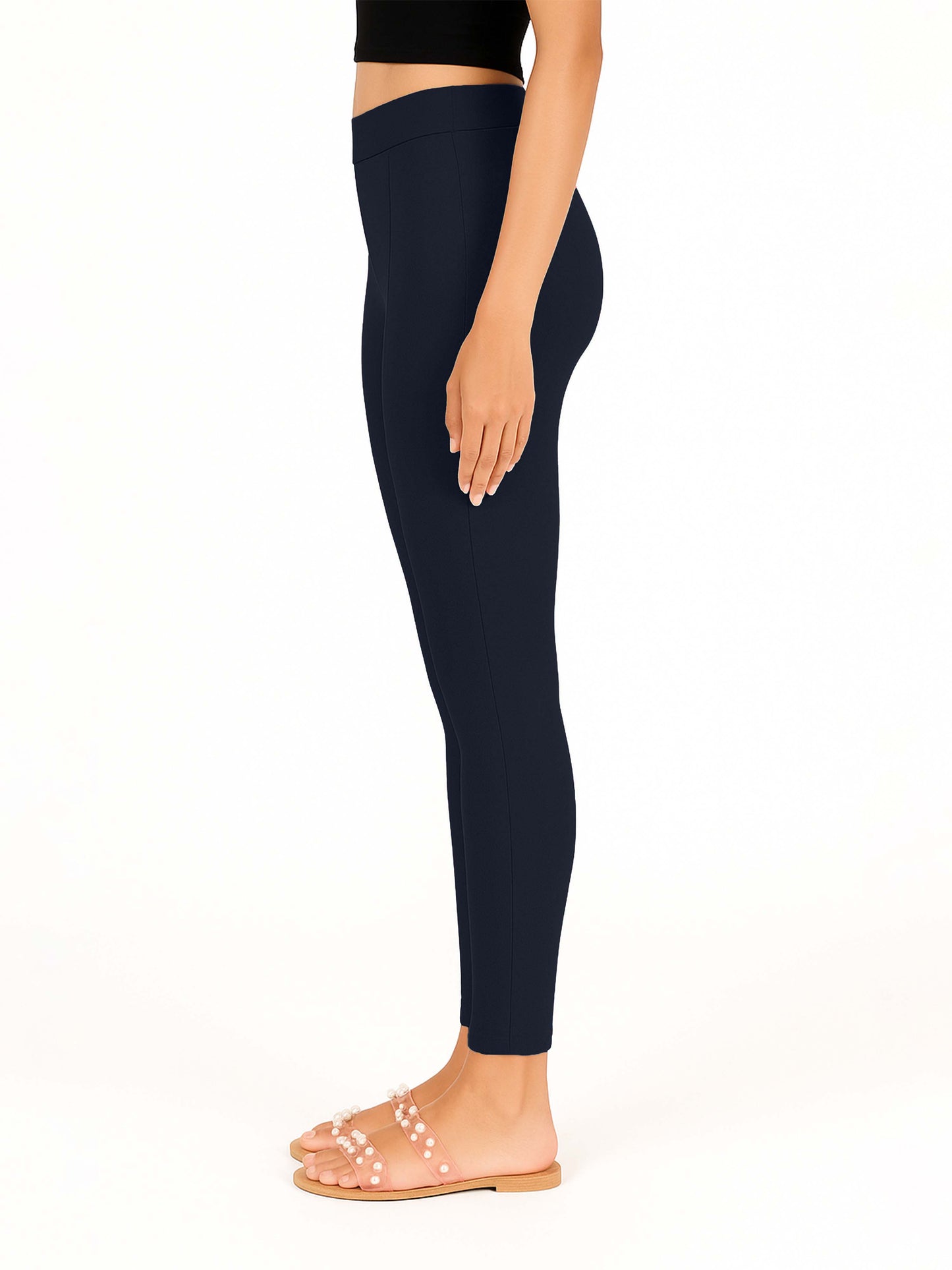 Navy Women's Solid Pleated Pant