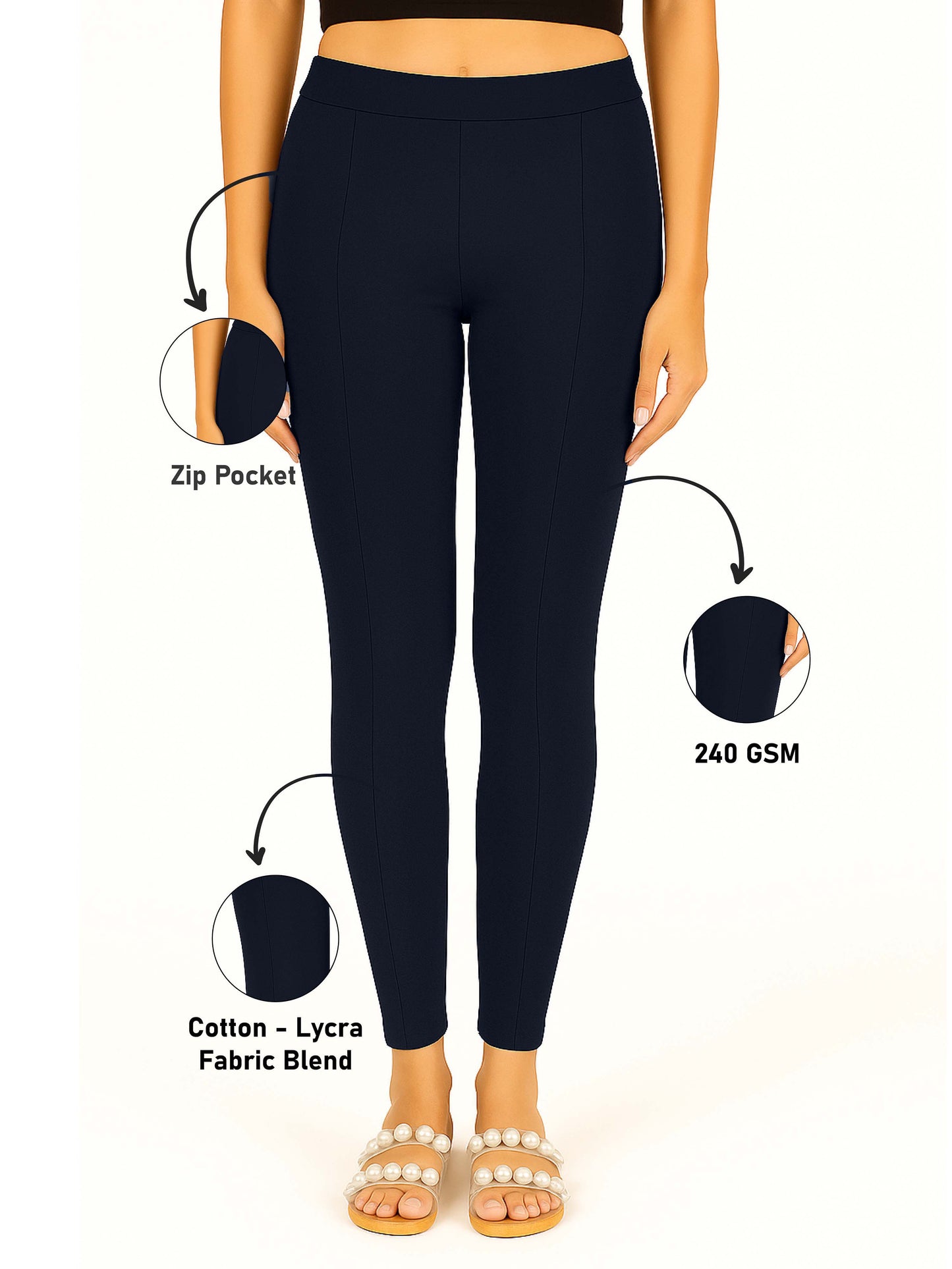 Navy Women's Solid Pleated Pant