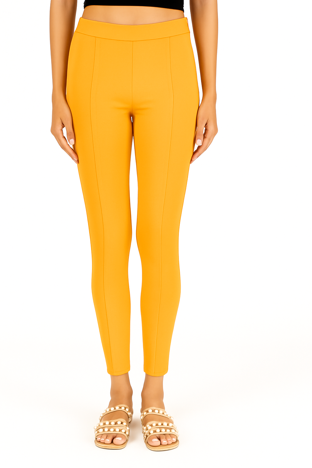 Light Mustard Women's Solid Pleated Pant