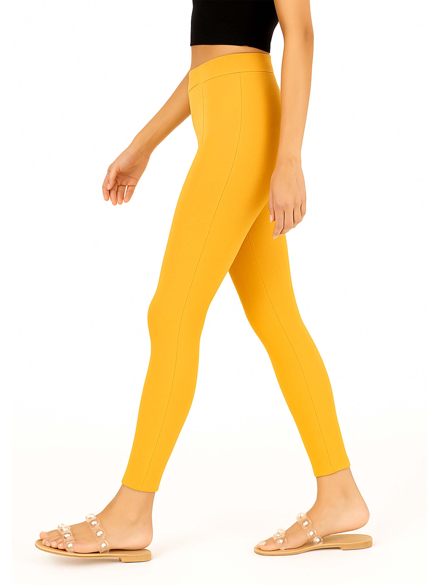 Light Mustard Women's Solid Pleated Pant