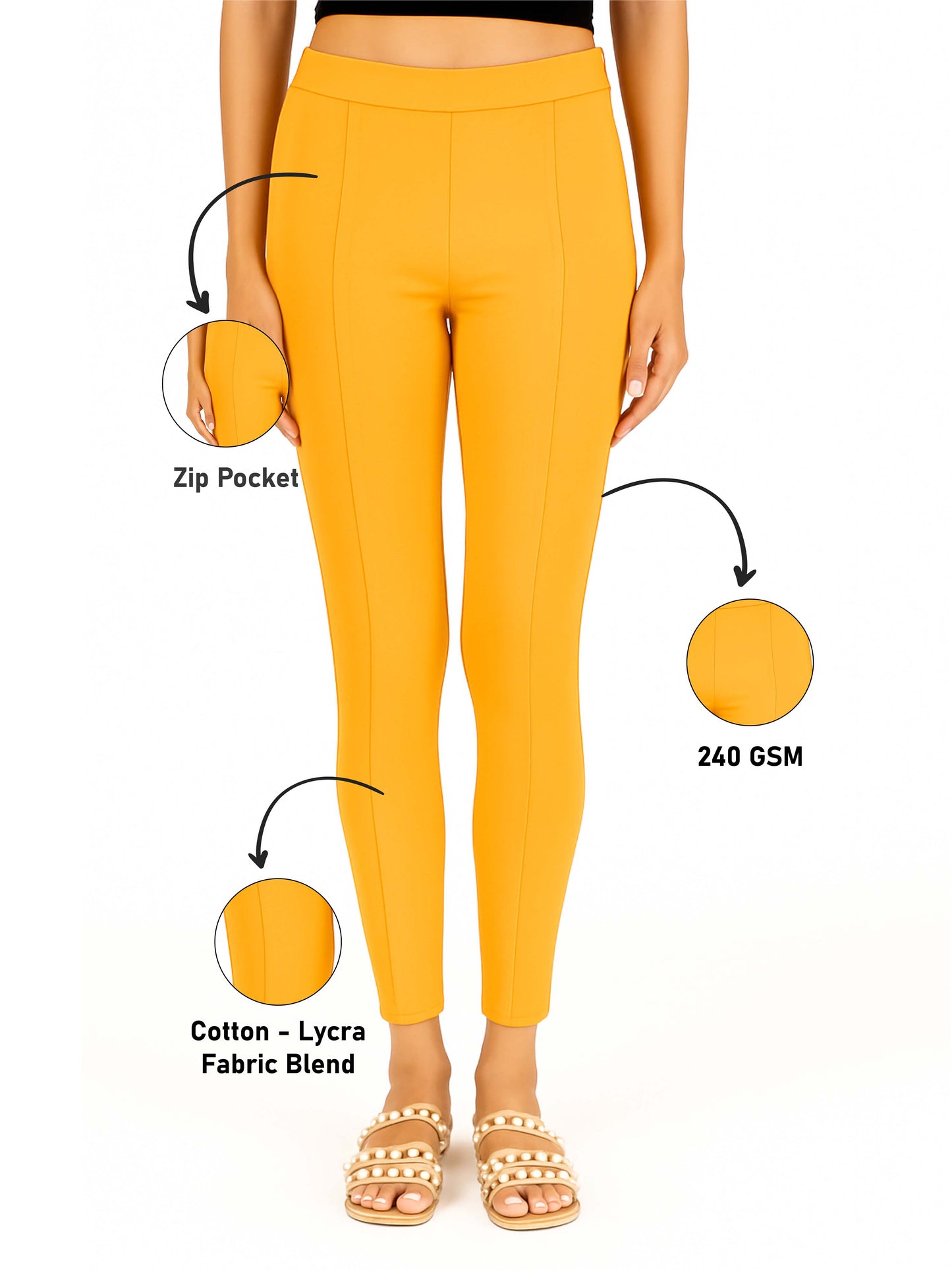 Light Mustard Women's Solid Pleated Pant