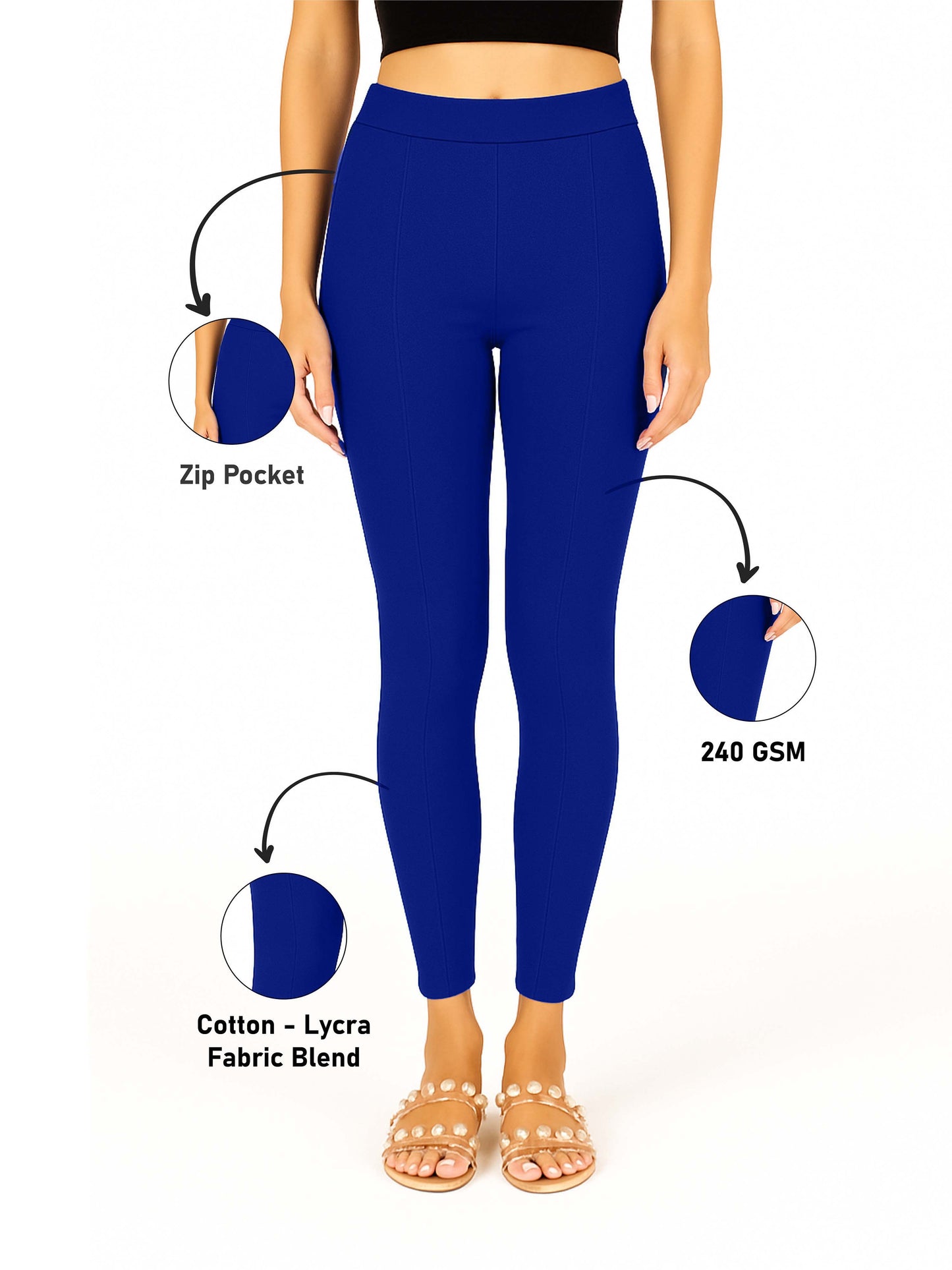 Royal Blue Women's Solid Pleated Pant