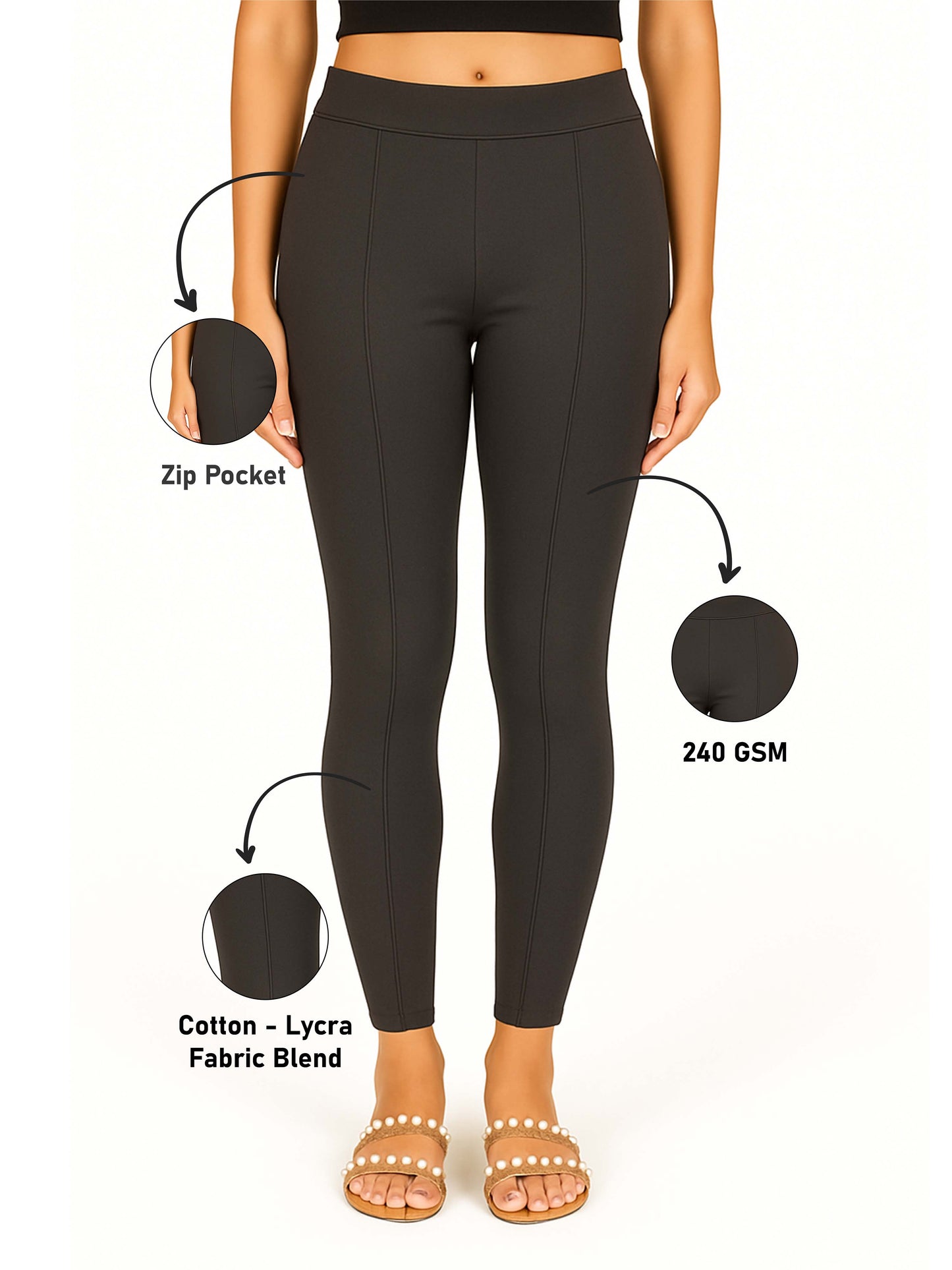 Charcoal Women's Solid Pleated Pant