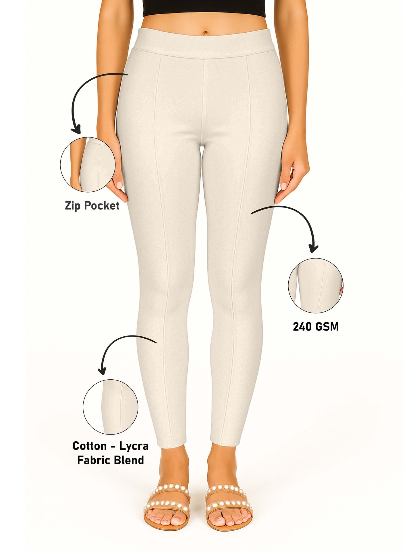 Off White Women's Solid Pleated Pant