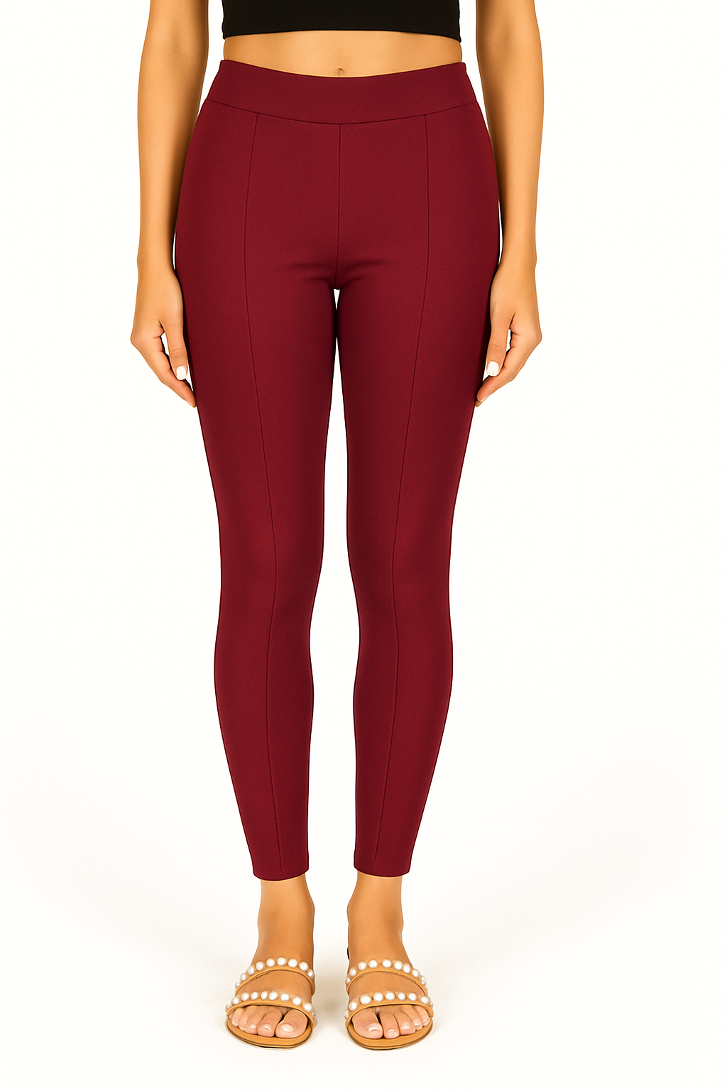 Maroon Women's Solid Pleated Pant