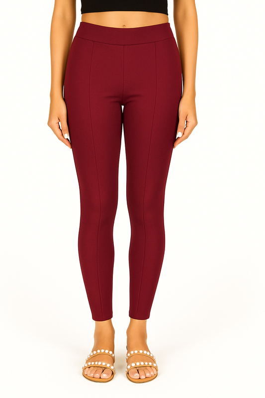 Maroon Women's Solid Pleated Pant