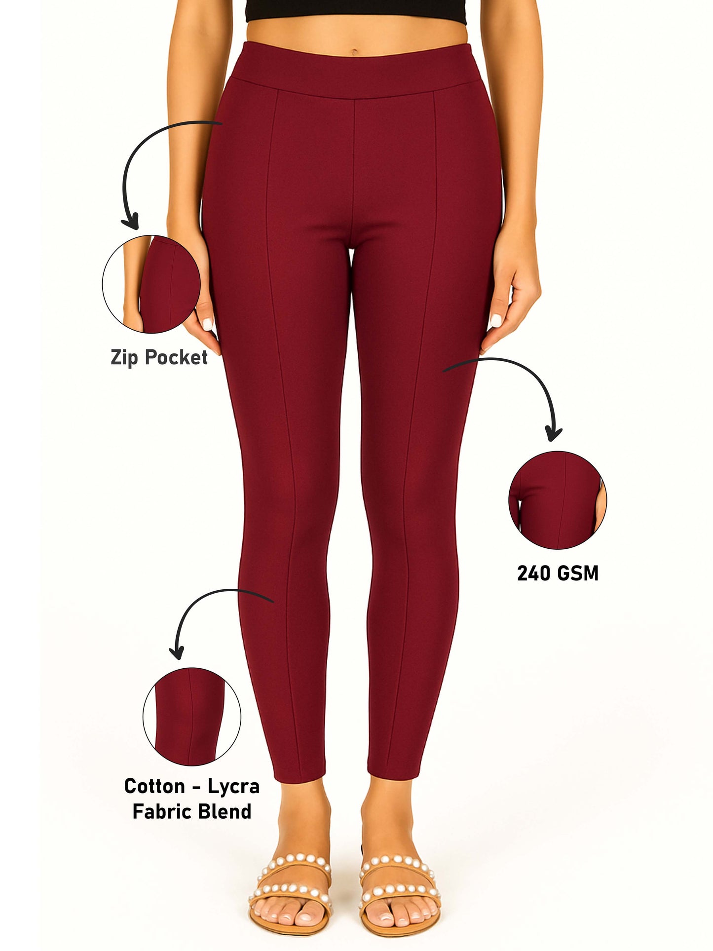 Maroon Women's Solid Pleated Pant