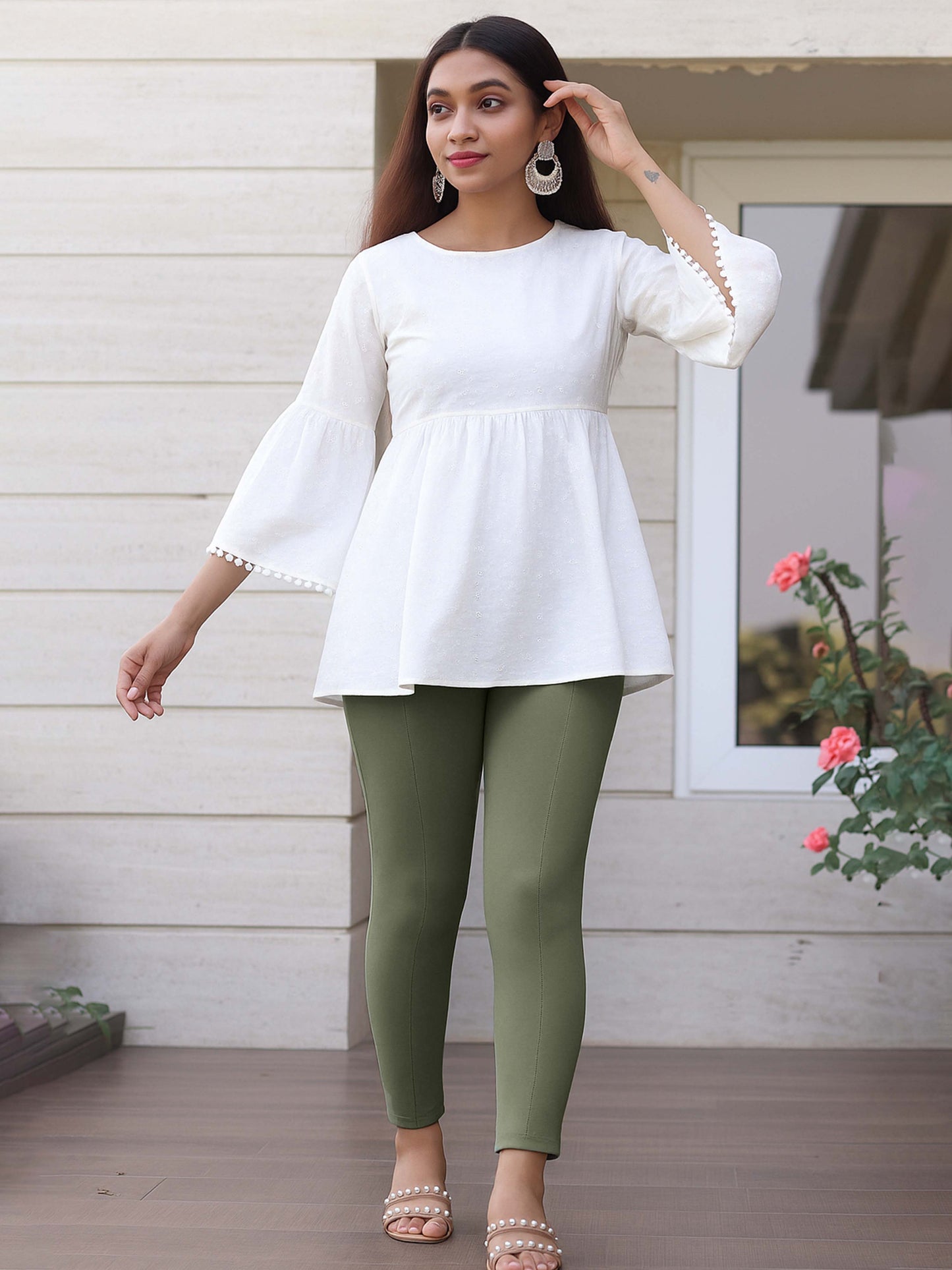 Steel Grey Women's Solid Pleated Pant