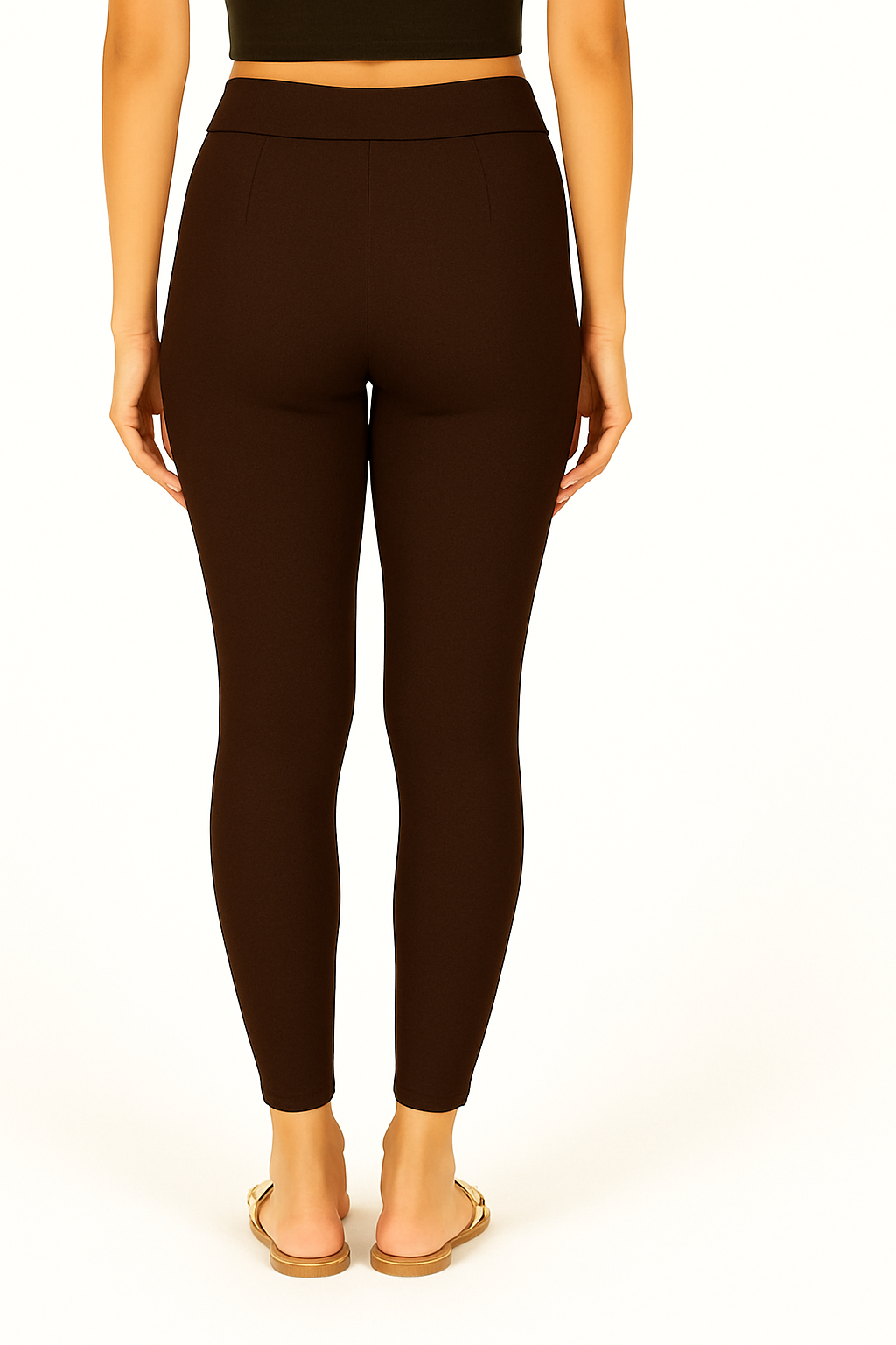 Dark Brown Women's Solid Pleated Pant