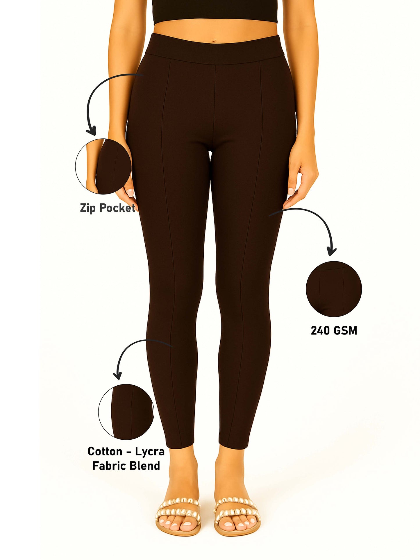 Dark Brown Women's Solid Pleated Pant