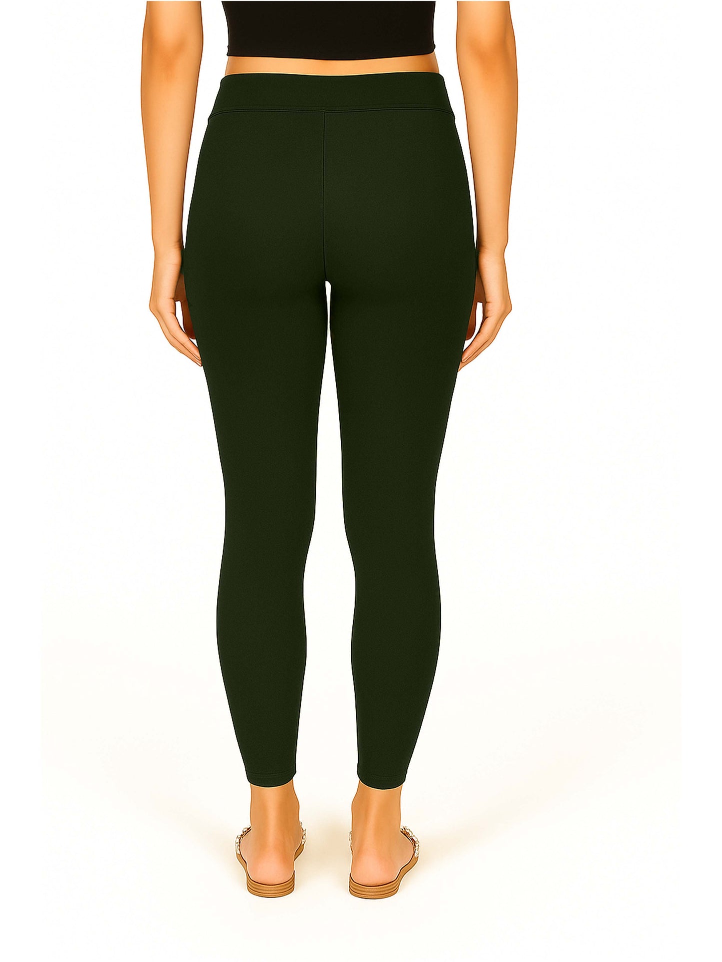 Olive Green Women's Solid Pleated Pant