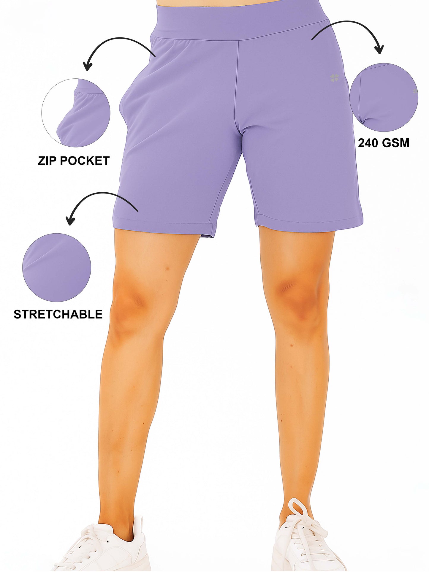 Purple Rose Women's Solid Regular Fit Lycra Shorts