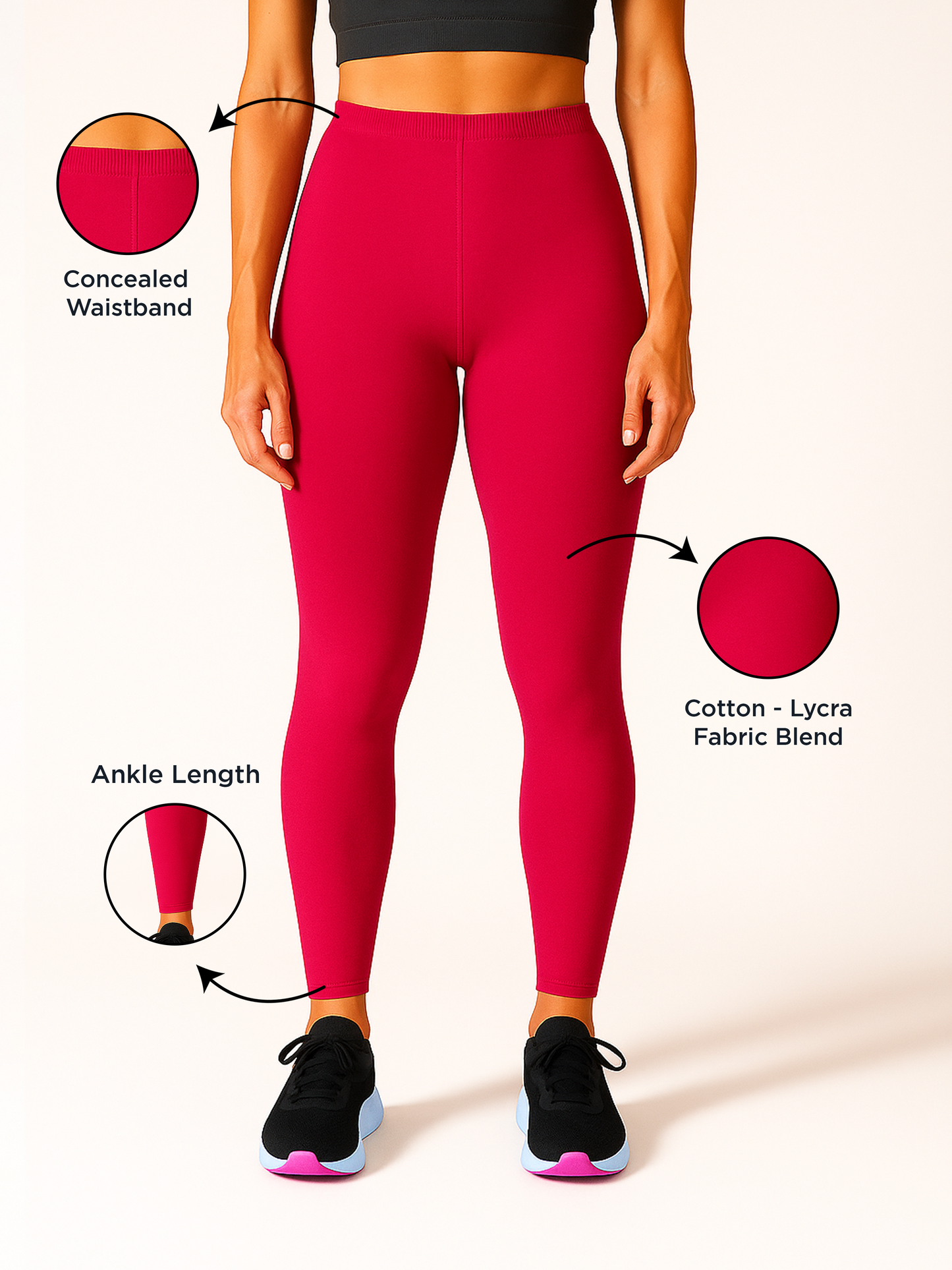 Rani Women's Ankle Length Stretchable Cotton Lycra Leggings