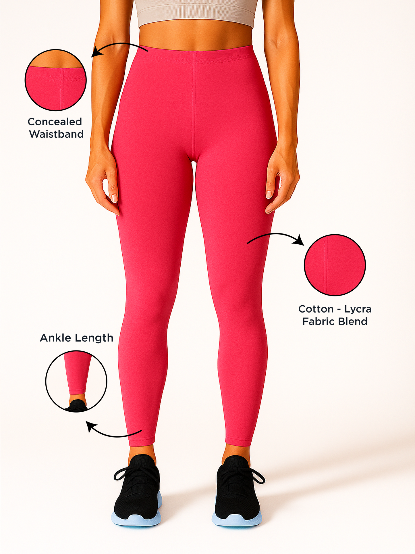 Rosebud Women's Ankle Length Stretchable Cotton Lycra Leggings