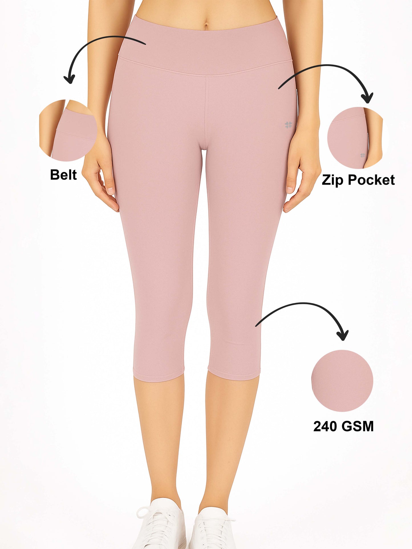 Rose Pink Women's Solid Capri pant