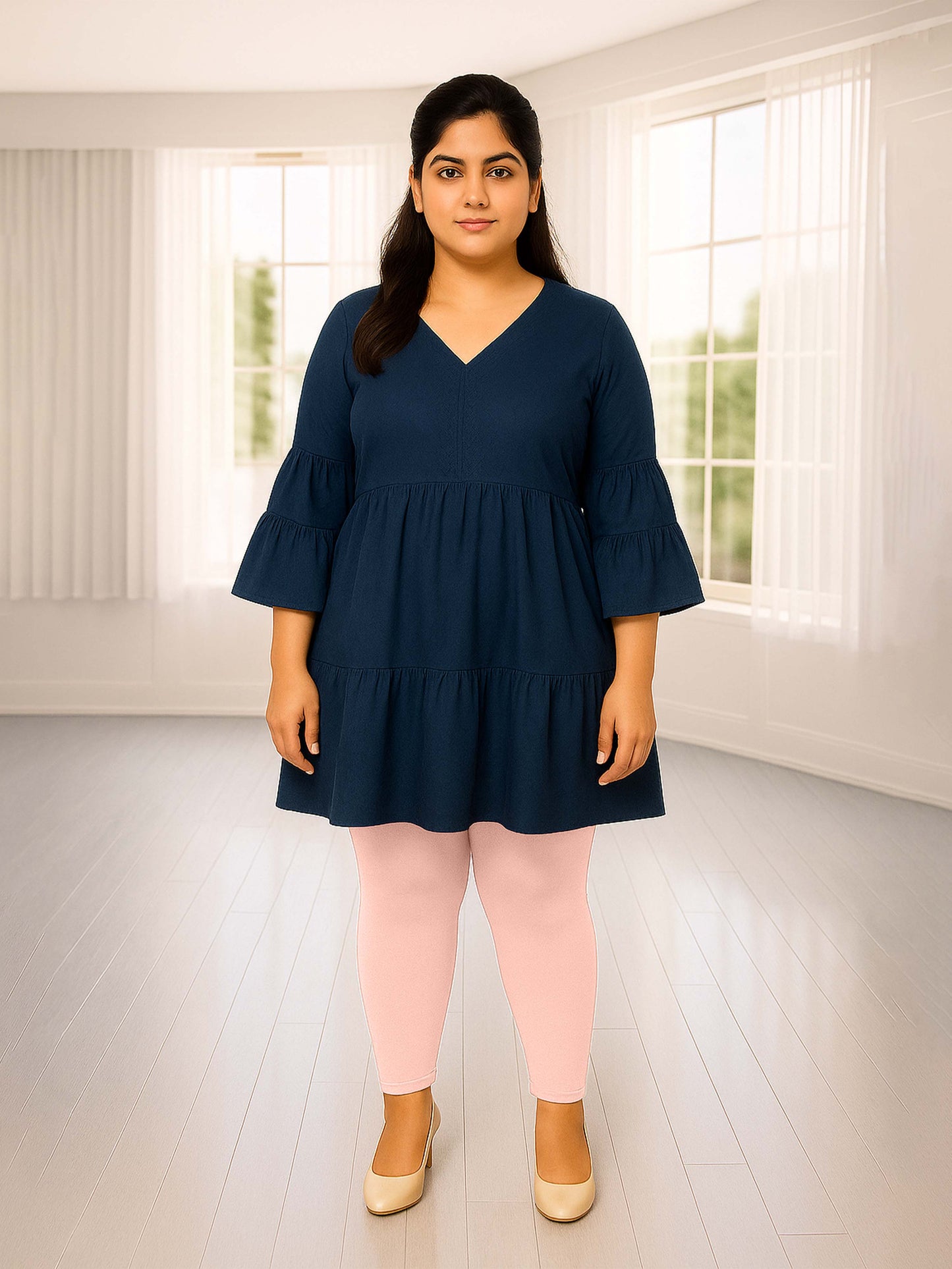 Rose Pink Women's Ankle Length Plus Size Stretchable Cotton Lycra Leggings