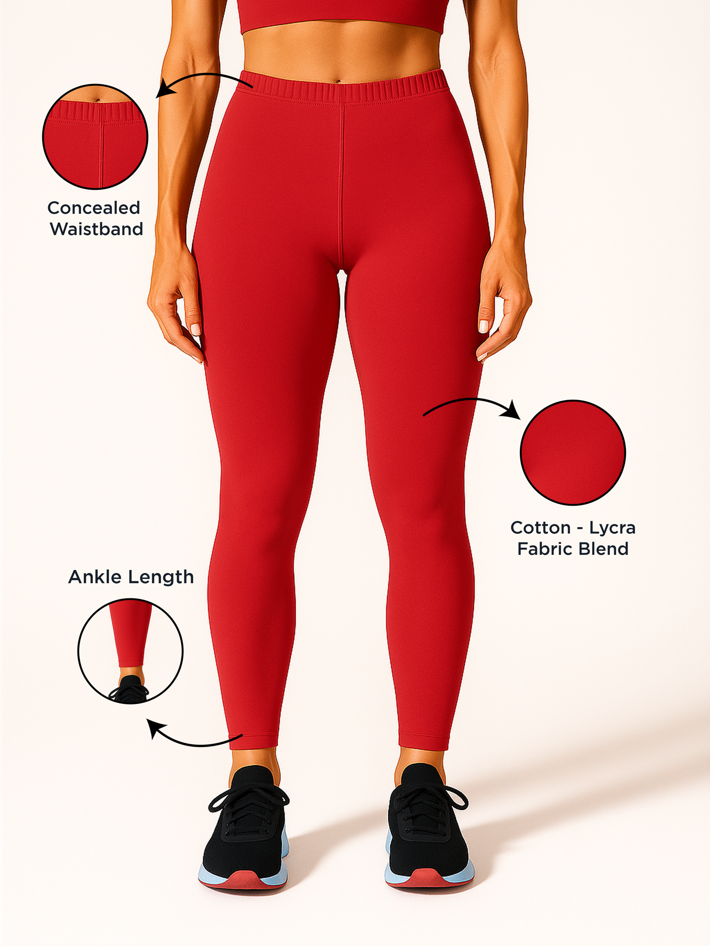 Rose Women's Ankle Length Stretchable Cotton Lycra Leggings