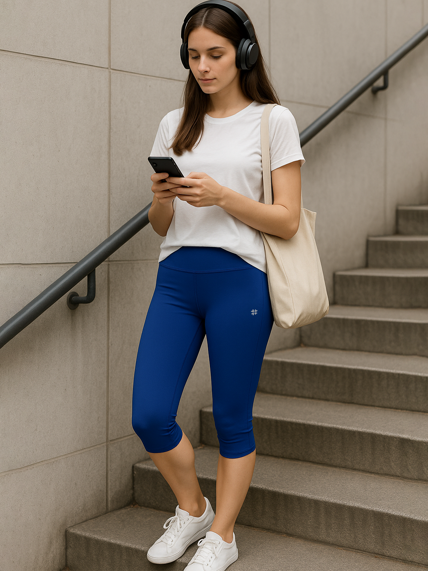 Royal Blue Women's Solid Capri pant