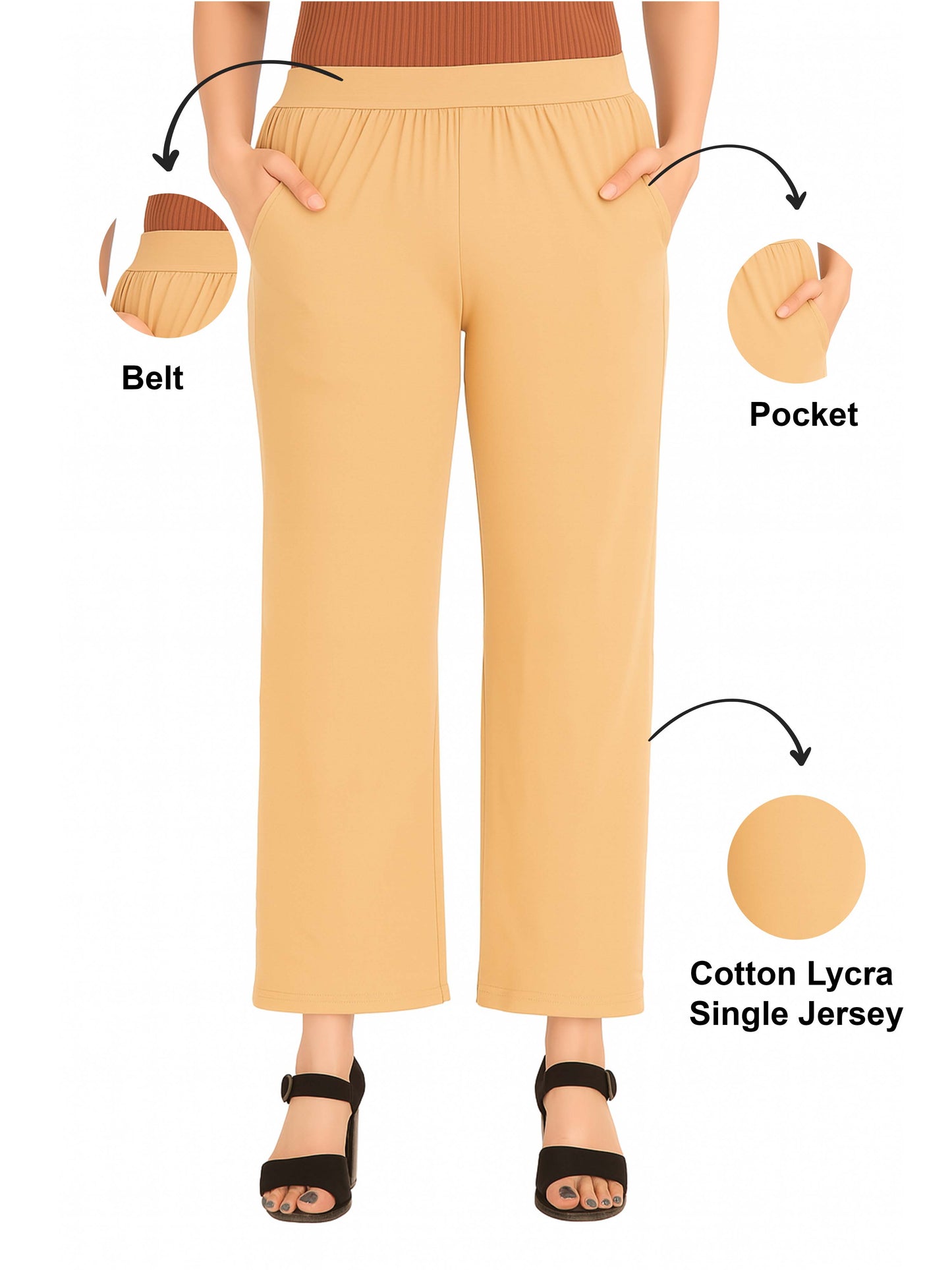 Beige Women's Solid Relaxed Fit Pant