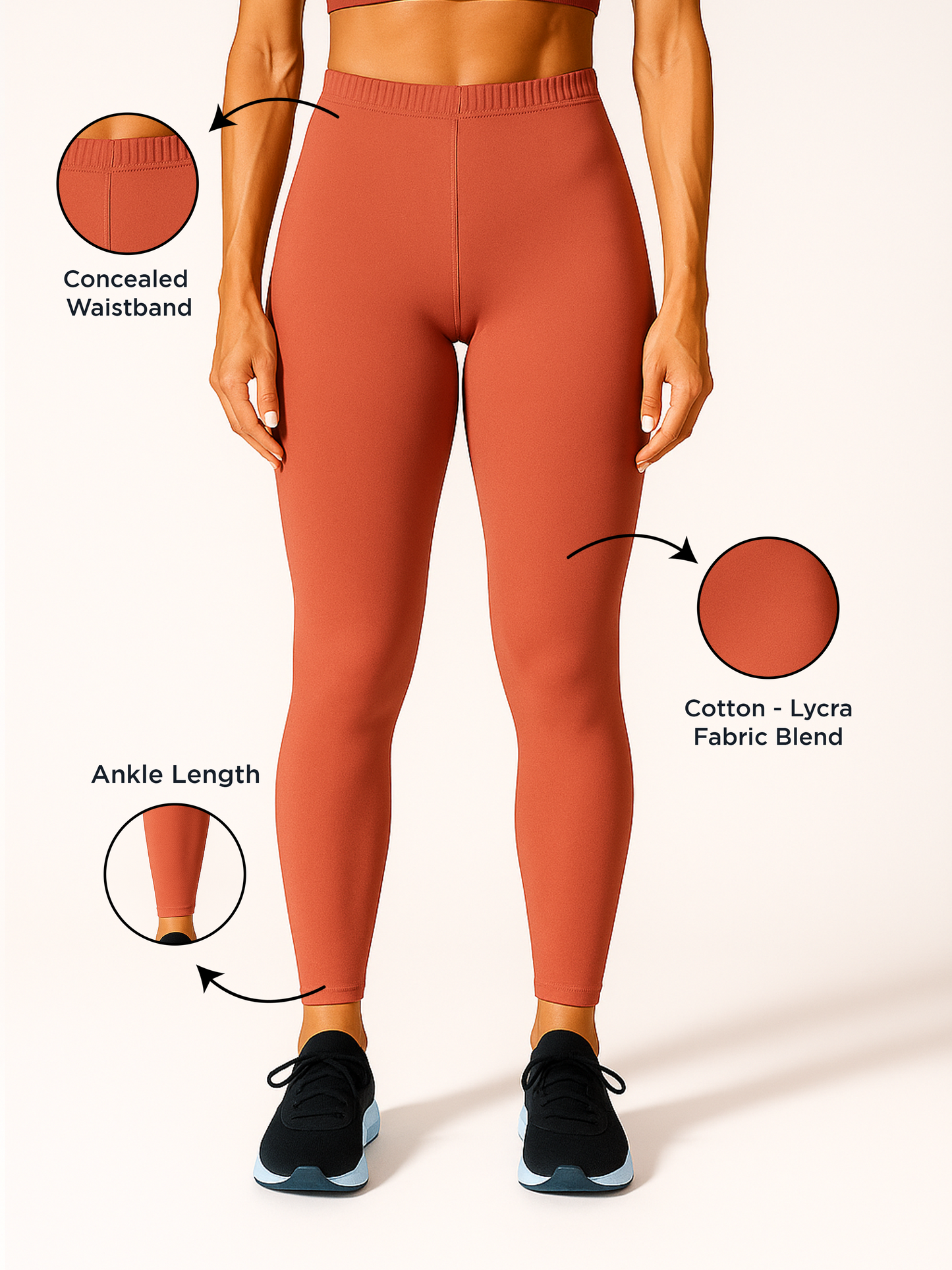 Scarlet Women's Ankle Length Stretchable Cotton Lycra Leggings
