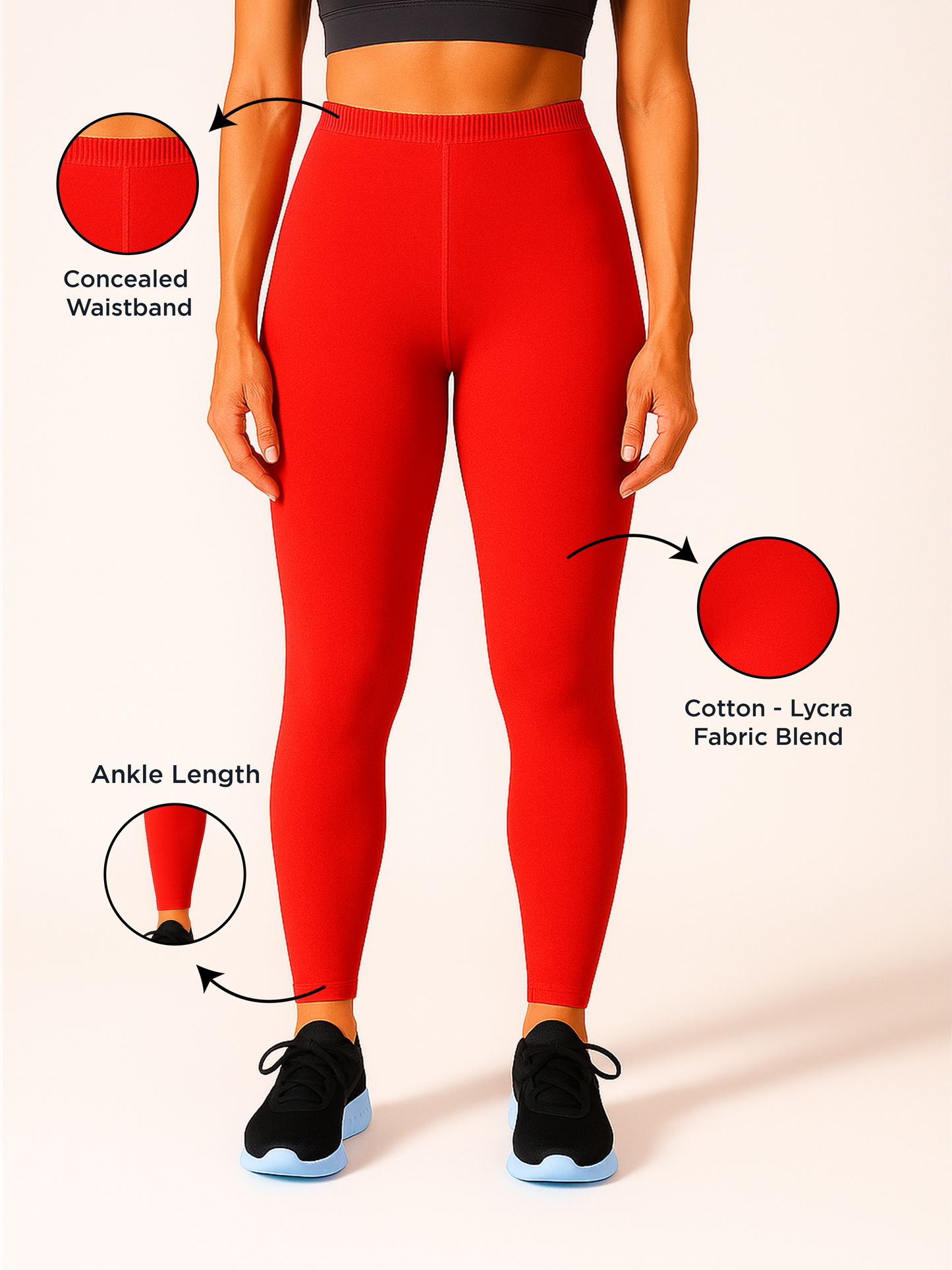 Sparking Cherry Women's Ankle Length Stretchable Cotton Lycra Leggings