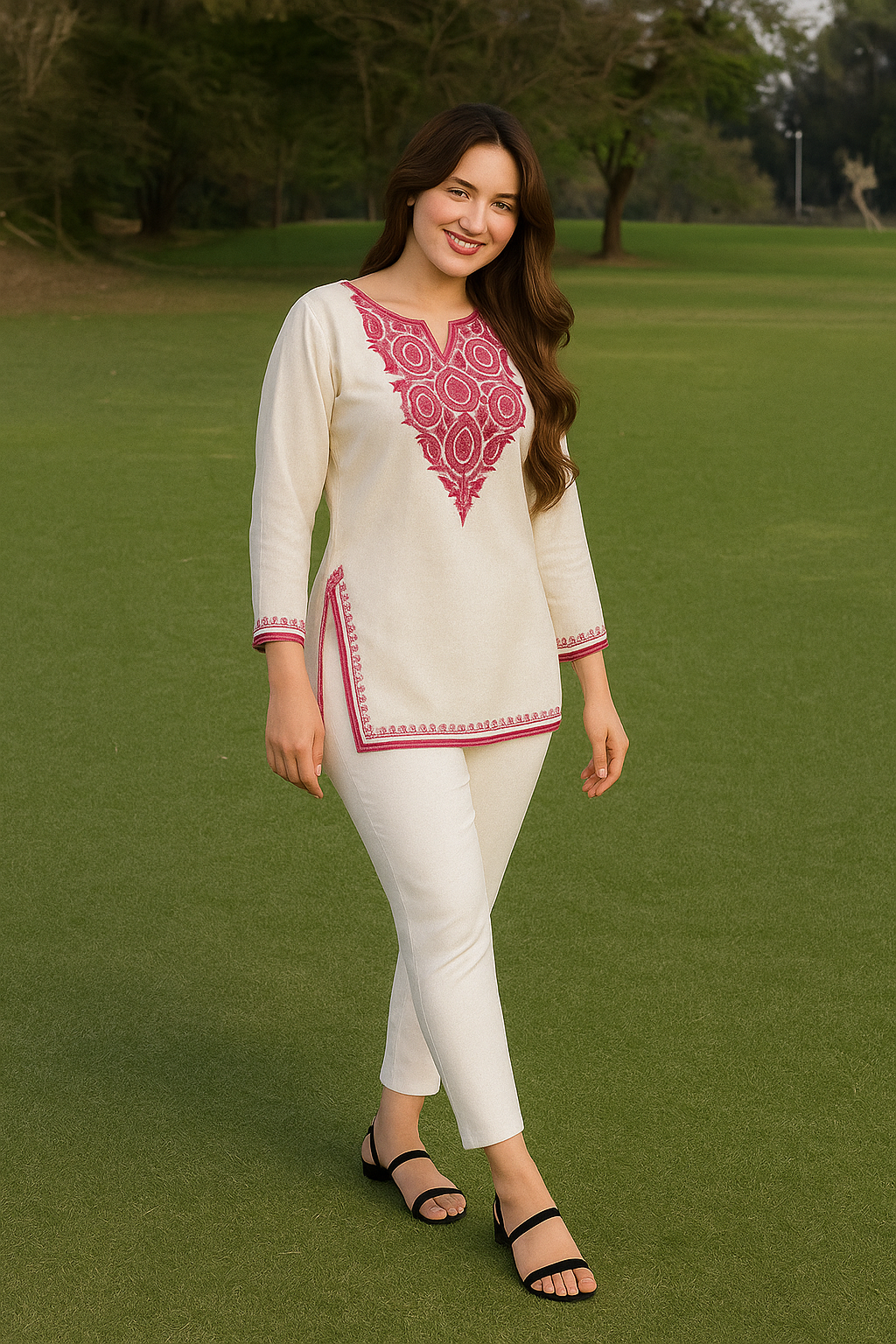 White Women's Cotton Lycra Solid Straight Pant