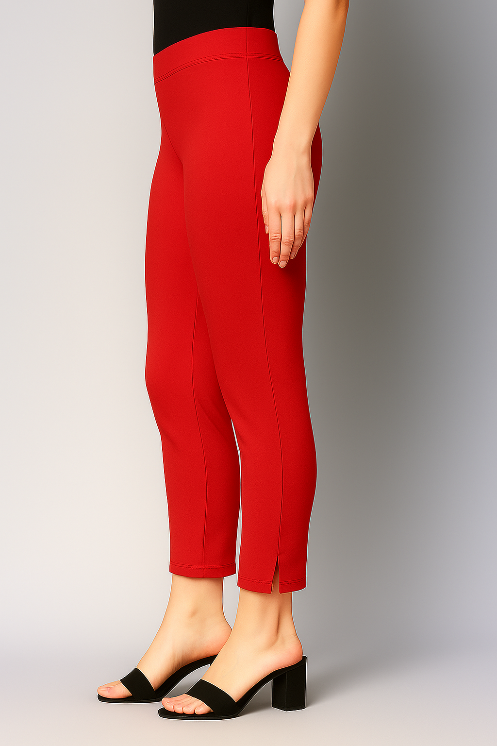 Red Women's Cotton Lycra Solid Straight Pant