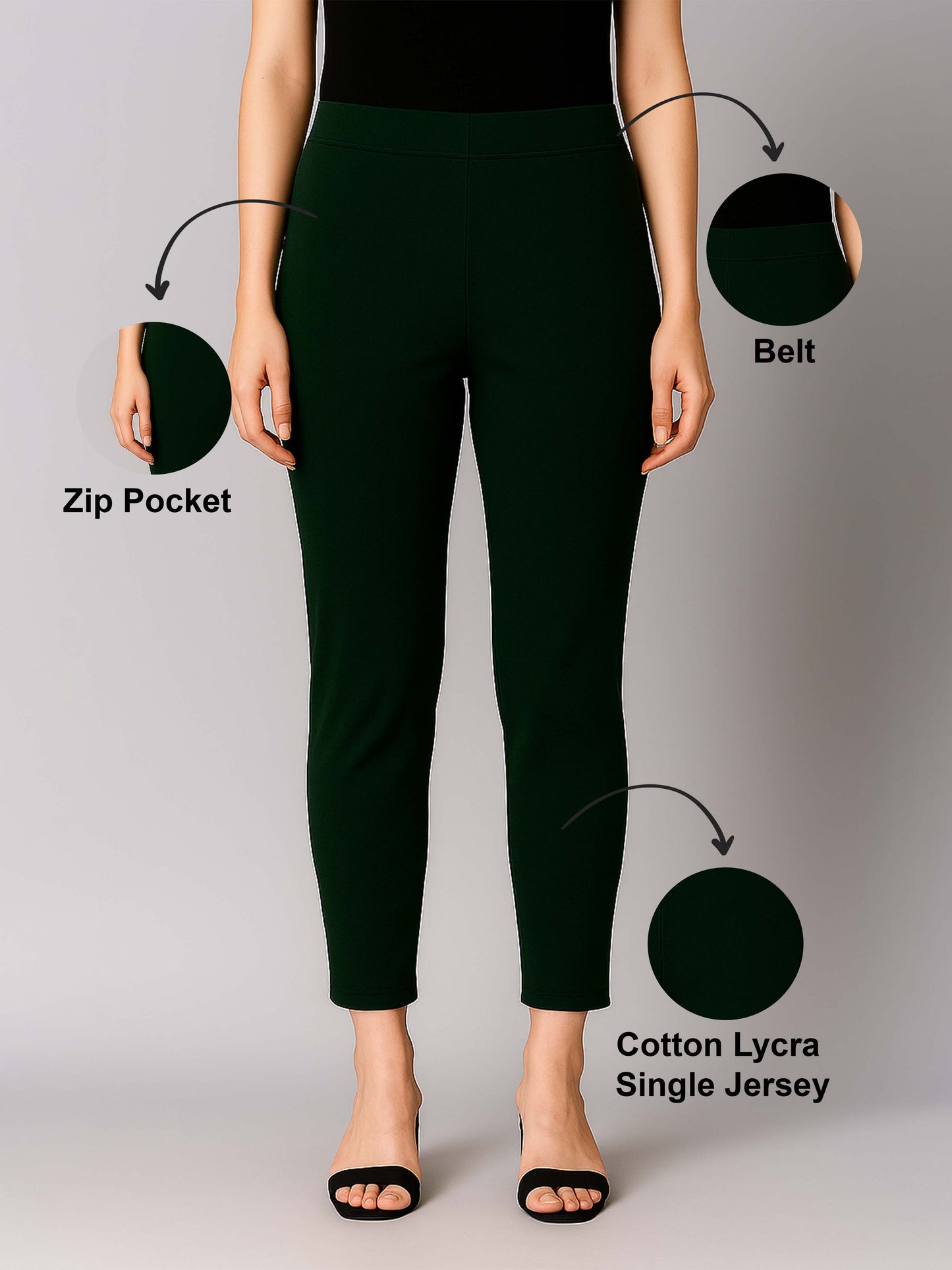 Bottle Green Women's Cotton Lycra Solid Straight Pant
