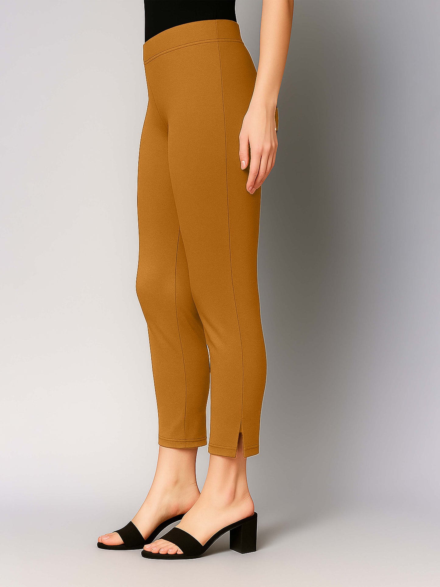 Camel Women's Cotton Lycra Solid Straight Pant