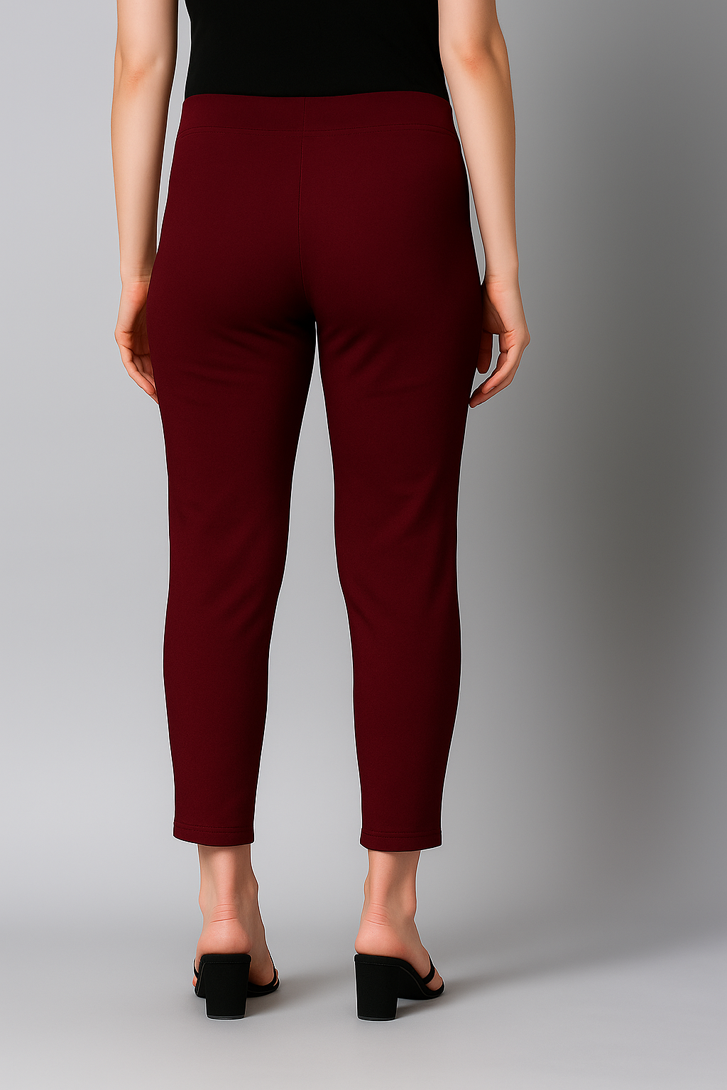 Maroon Women's Cotton Lycra Solid Straight Pant