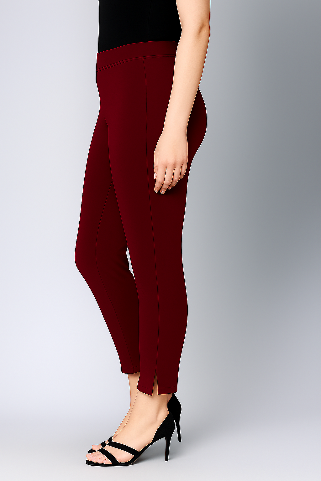 Maroon Women's Cotton Lycra Solid Straight Pant